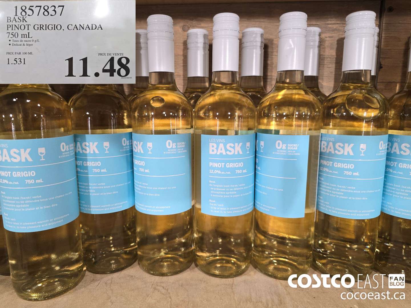 1857837 BASK PINOT GRIGIO, CANADA 750 m $11.48
