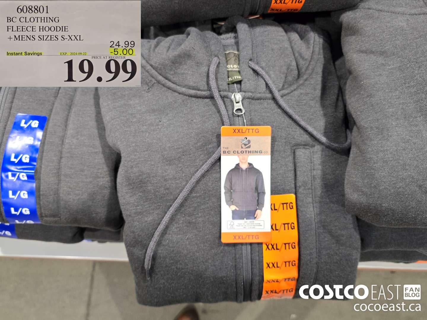 608801 BC CLOTHING FLEECE HOODIE MENS SIZES S-XXL ($5.00 INSTANT SAVINGS EXPIRES ON 2023-09-22) $19.99