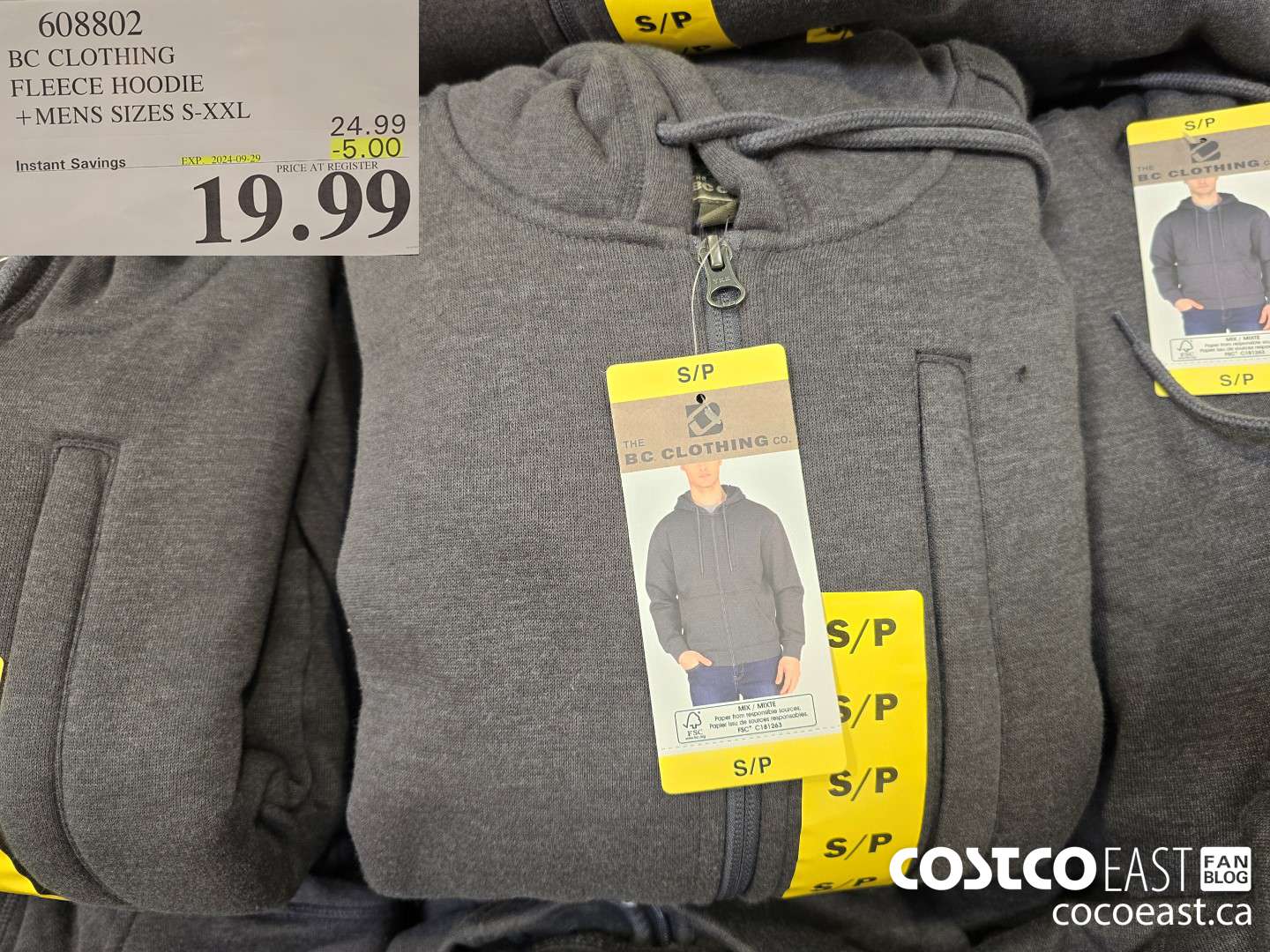 608802 BC CLOTHING FLEECE HOODIE + MENS SIZES S-XXL ($5.00 INSTANT SAVINGS EXPIRES ON 2024-09-29) $19.99