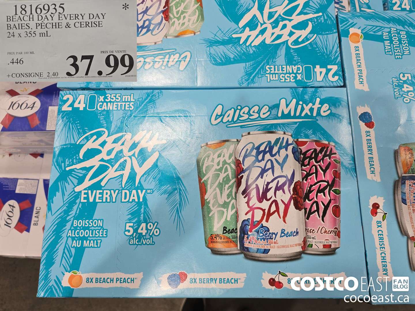 1816935 BEACH DAY EVERY DAY BAIES, PECHE & CERISE 24 x 355 mL $37.99