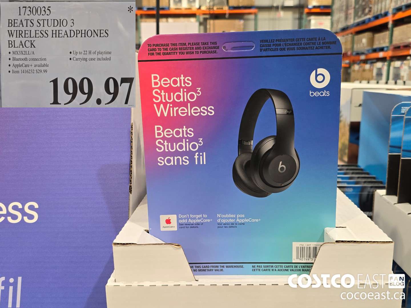 1730035 BEATS STUDIO 3 WIRELESS HEADPHONES BLACK $199.97