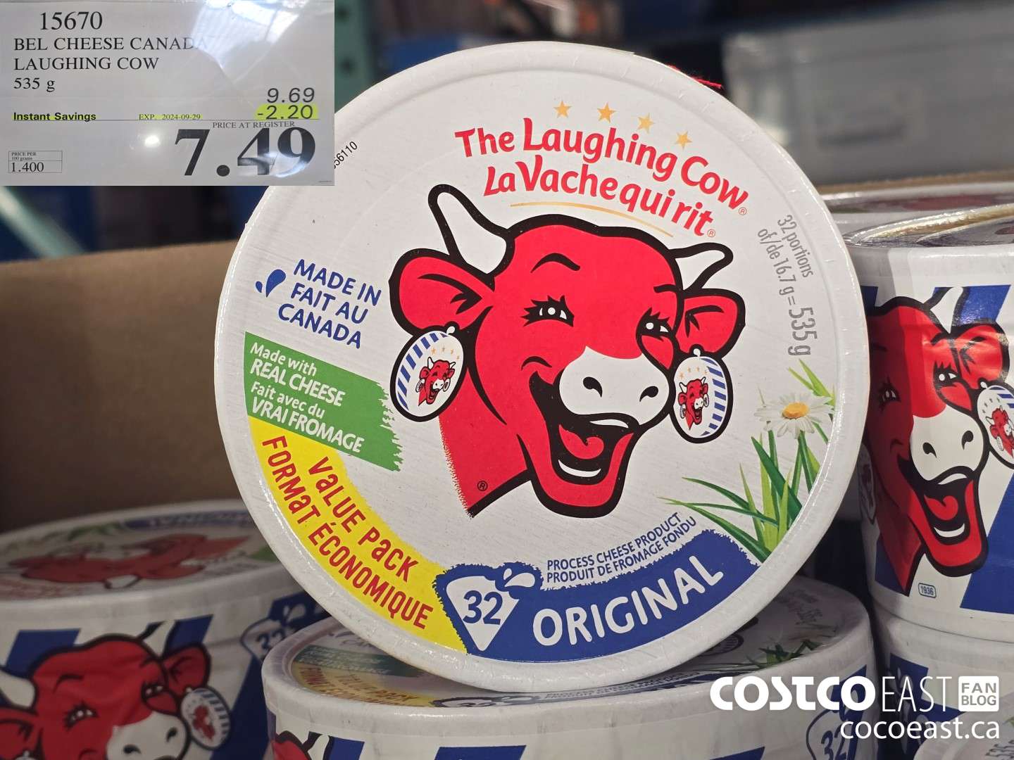 15670 BEL CHEESE CANADA LAUGHING COW 535 G ($2.20 INSTANT SAVINGS EXPIRES ON 2024-09-29) $7.49