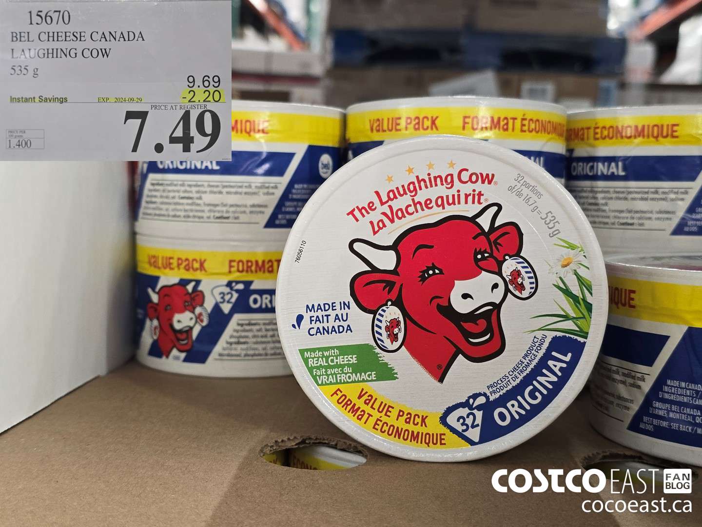 15670 BEL CHEESE CANADA LAUGHING COW 535 G ($2.20 INSTANT SAVINGS EXPIRES ON 2024-09-29) $7.49