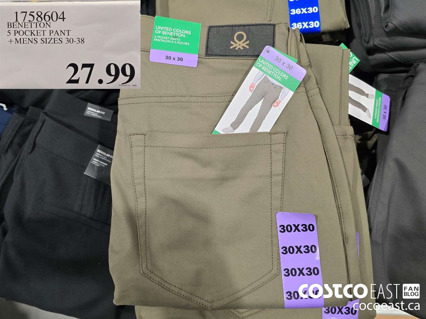 1758604 BENETTON 5 POCKET PANT +MENS SIZES 30-38 $27.99