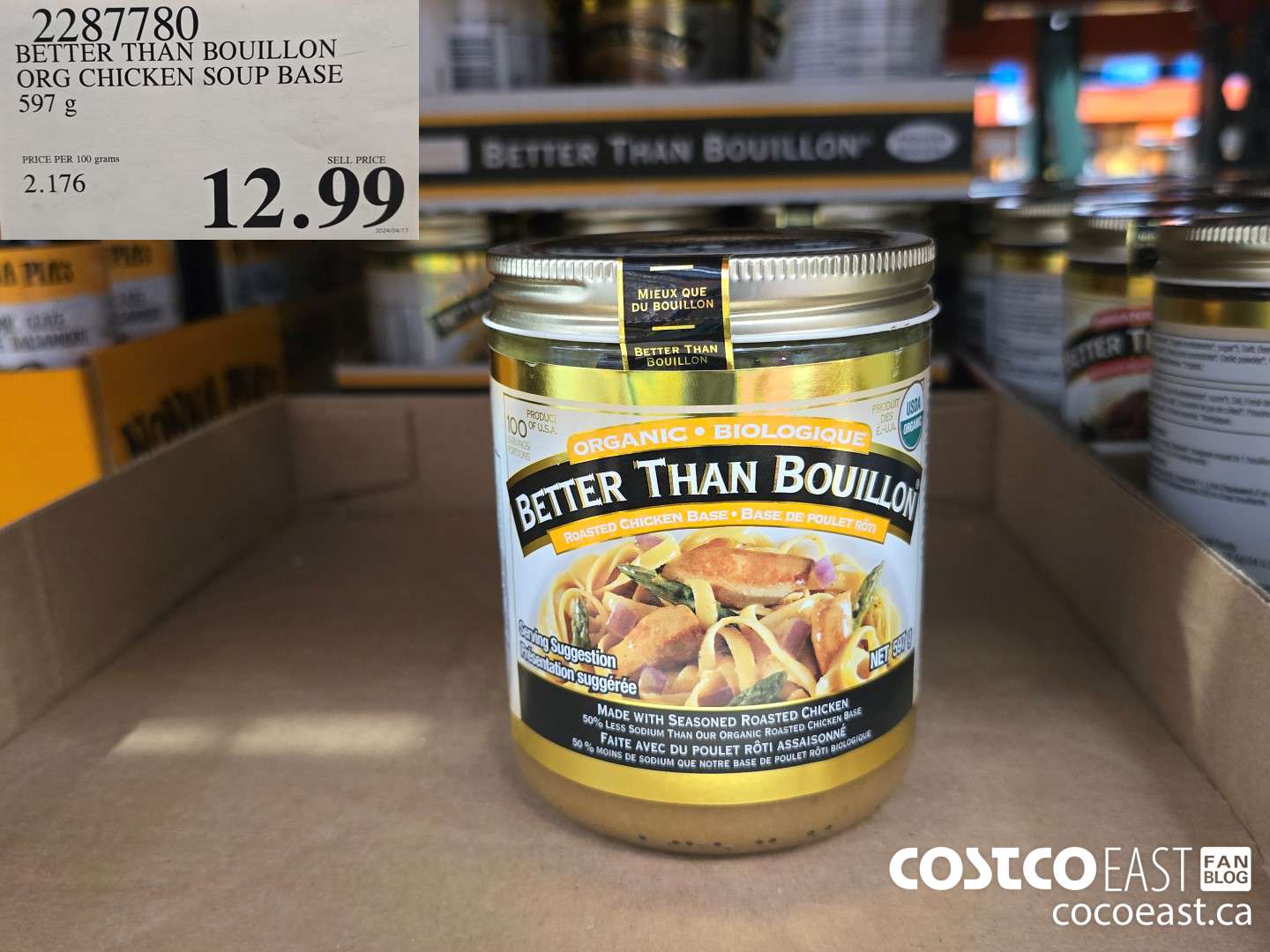 2287780 BETTER THAN BOUILLON ORG CHICKEN SOUP BASE 597G $12.99