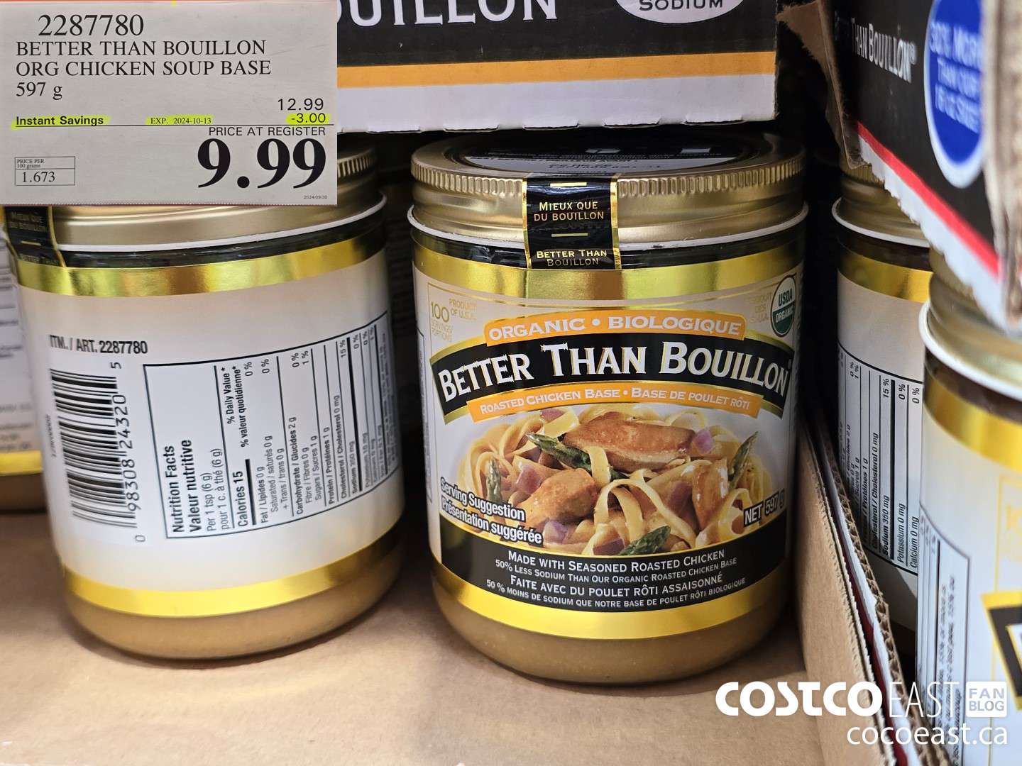 2287780 BETTER THAN BOUILLON ORG CHICKEN SOUP BASE 597G ($3.00 INSTANT SAVINGS EXPIRES ON 2024-10-13) $9.99