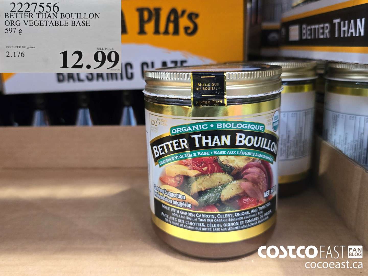 2227556 BETTER THAN BOUILLON ORG VEGETABLE BASE 597 g $12.99