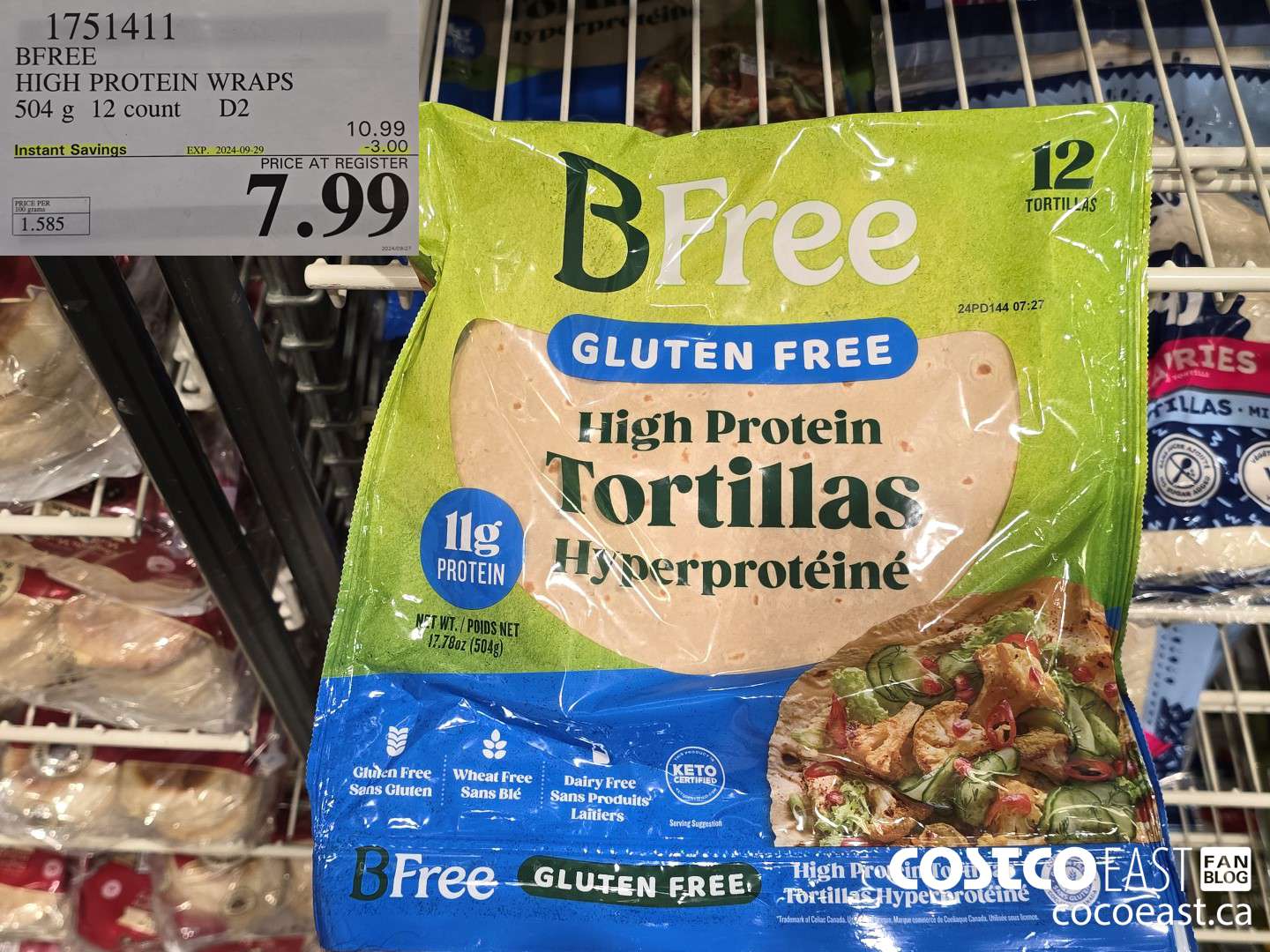1751411 BFREE HIGH PROTEIN WRAPS 504 G 12 count ($3.00 INSTANT SAVINGS EXPIRES ON 2024-09-29) $7.99