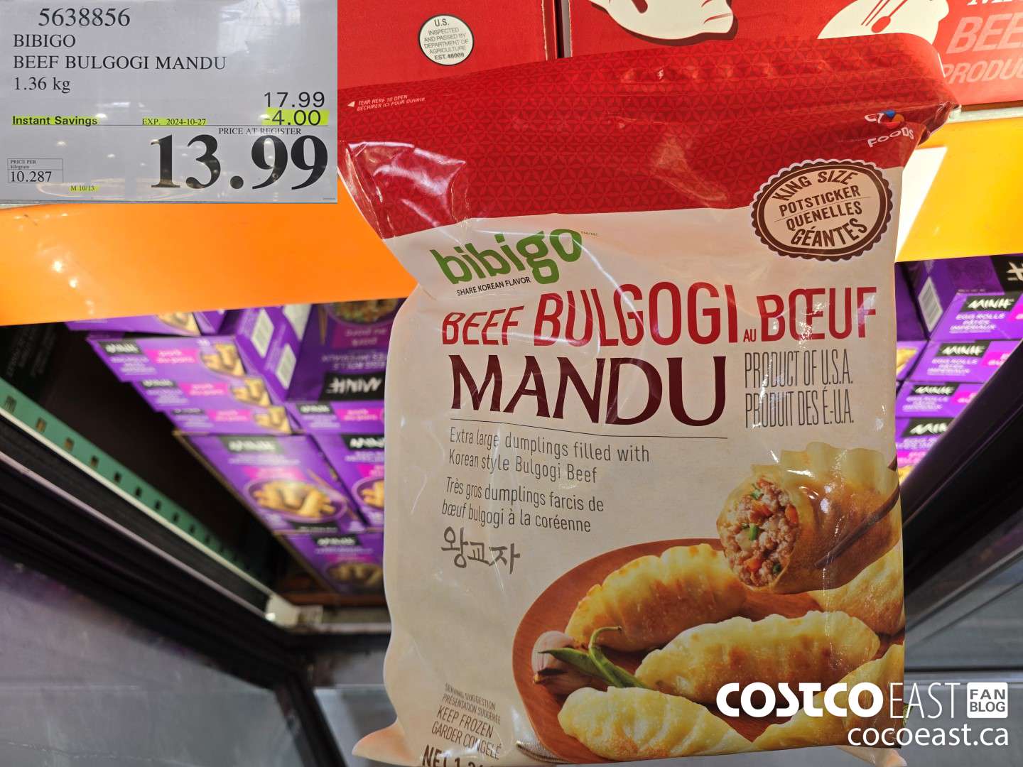 5638856 BIBIGO BEEF BULGOGI MANDU 1.36 kg ($4.00 INSTANT SAVINGS EXPIRES ON 2024-10-27) $13.99
