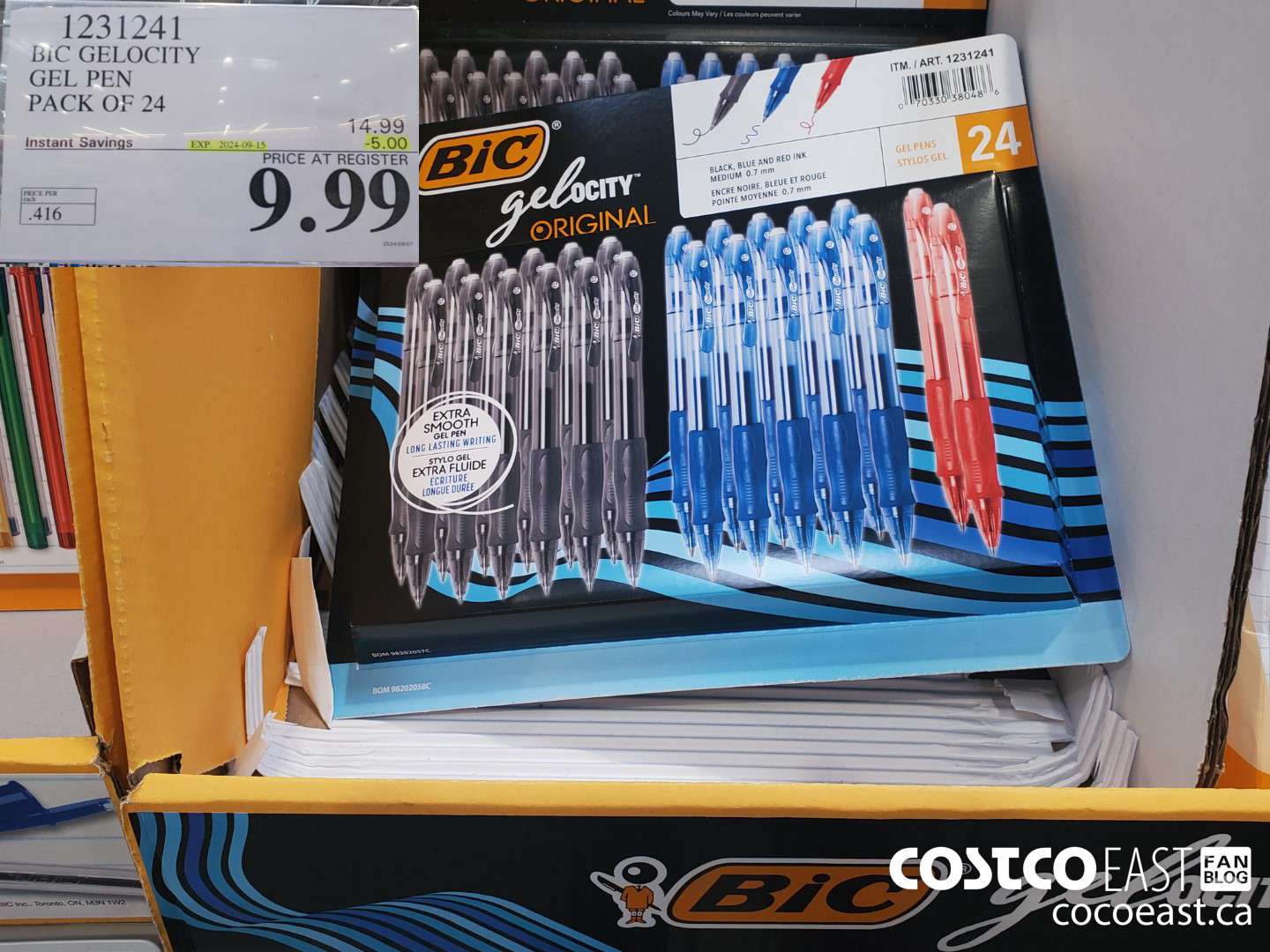 1231241 BIC GELOCITY GEL PEN PACK OF 24 ($5.00 INSTANT SAVINGS EXPIRES ON 2024-09-15) $9.99