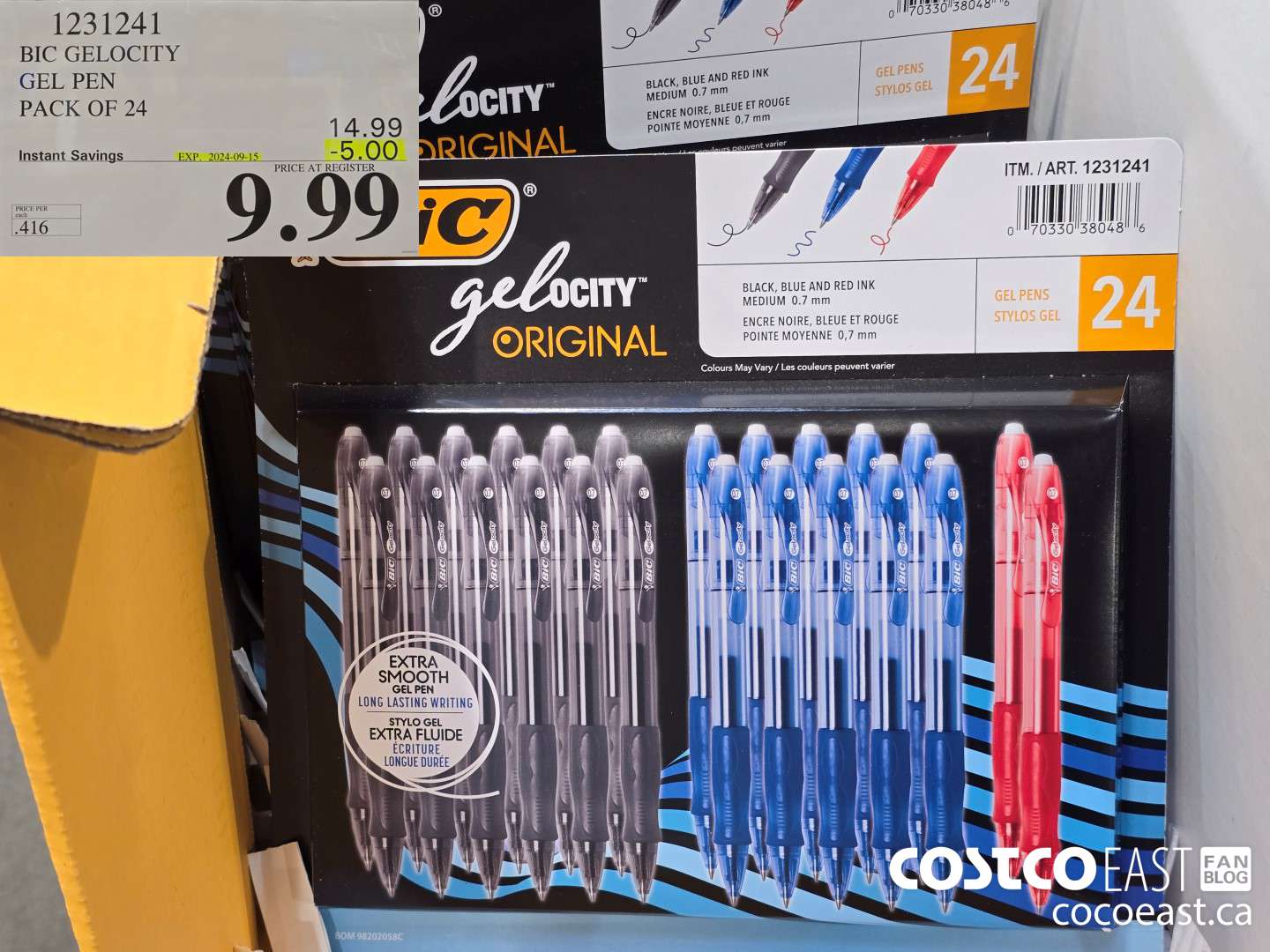 1231241 BIC GELOCITY GEL PEN PACK OF 24 ($5.00 INSTANT SAVINGS EXPIRES ON 2024-09-15) $9.99