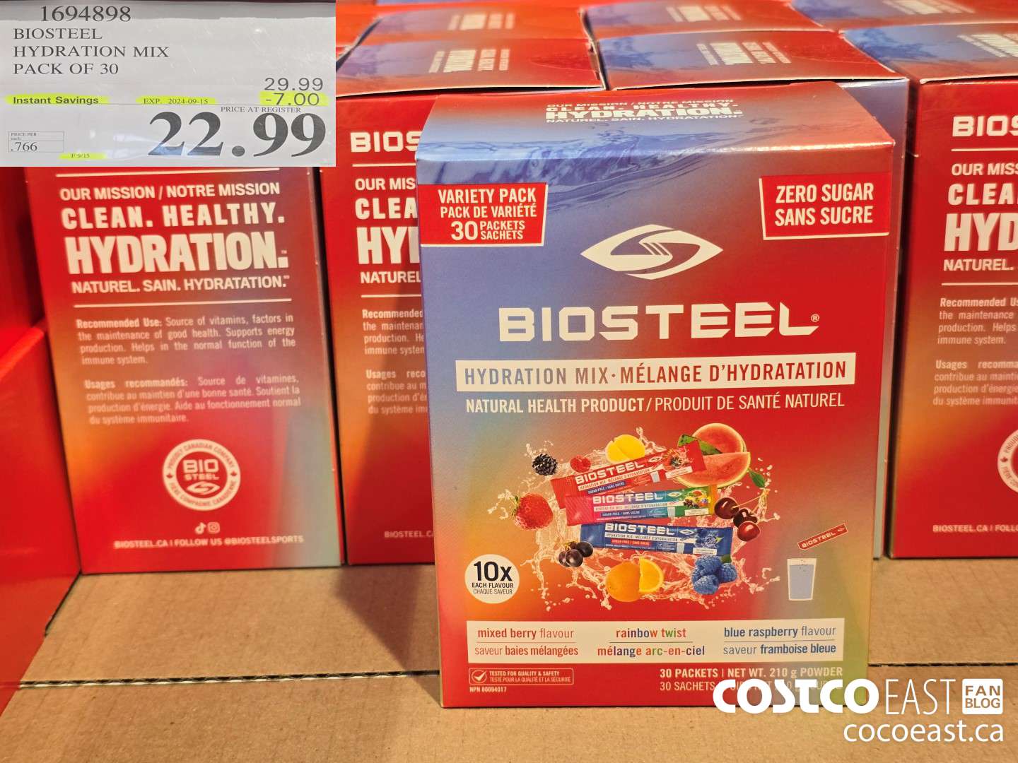 1694898 BIOSTEEL HYDRATION MIX PACK OF 30 ($7.00 INSTANT SAVINGS EXPIRES ON 2024-09-15) $22.99
