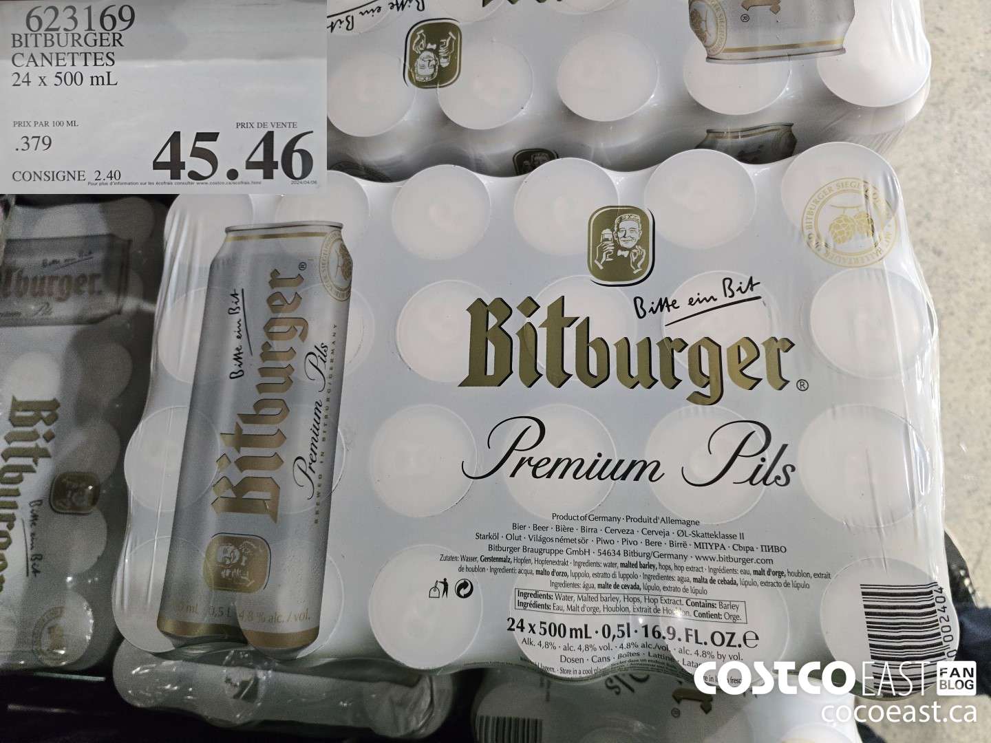 623169 BITBURGER CANETTES 24 x 500 mL $45.46
