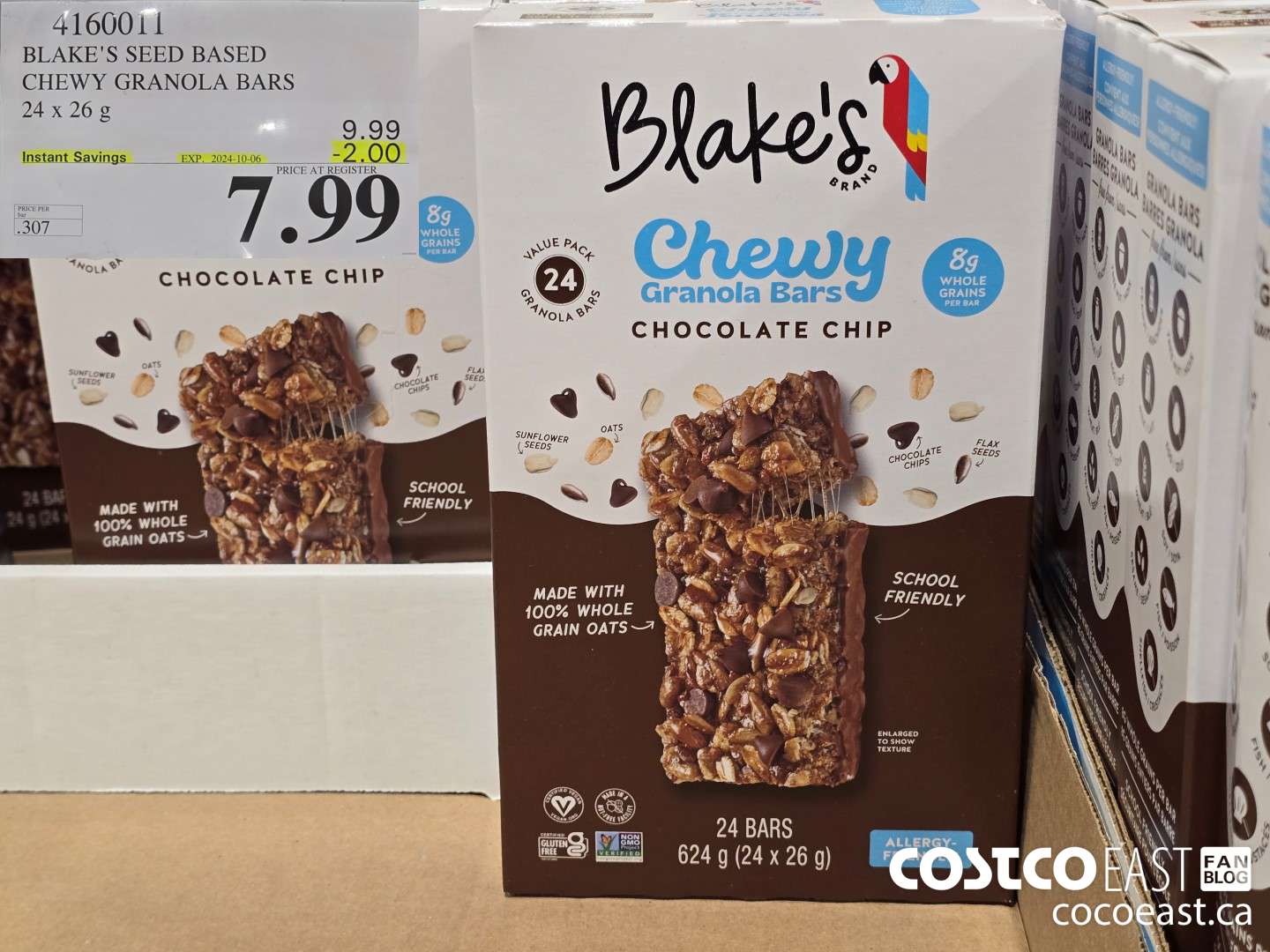 4160011 BLAKE'S SEED BASED CHEWY GRANOLA BARS 24 x 26 g ($2.00 INSTANT SAVINGS EXPIRES ON 2024-10-06) $7.99