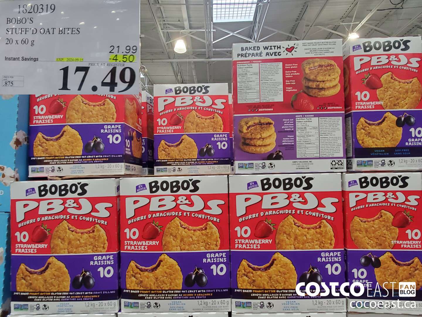 1820319 BOBO'S STUFF'D OAT BITES 20 x 60 g ($4.50 INSTANT SAVINGS EXPIRES ON 2024-09-15) $17.49