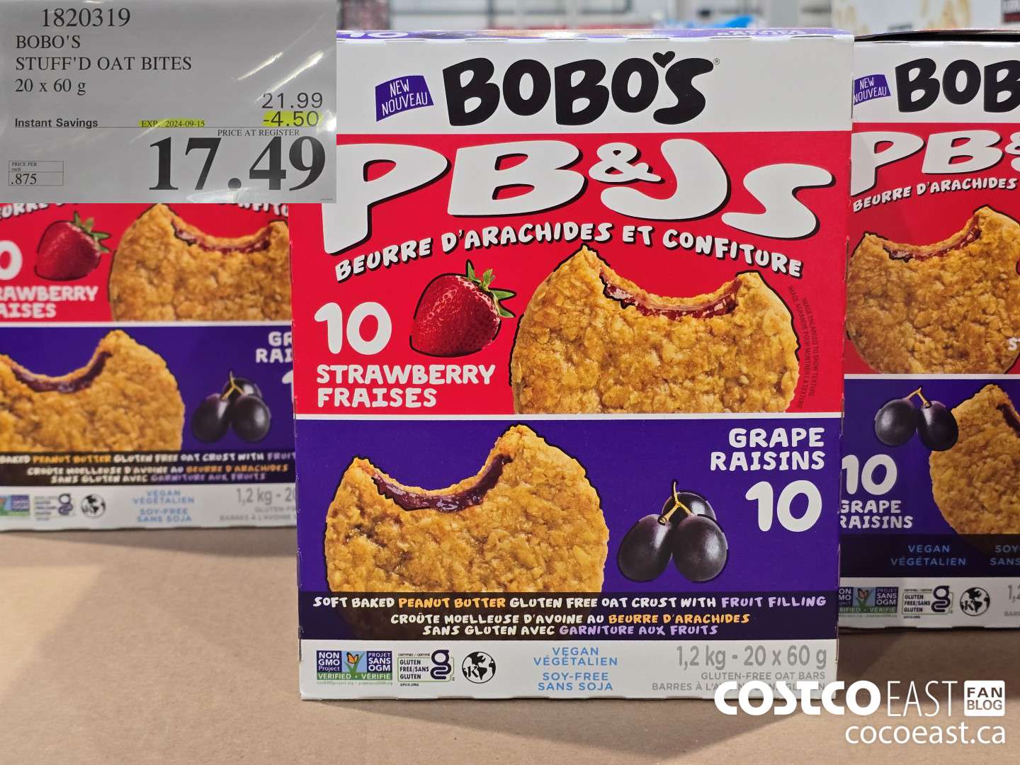 1820319 BOBO'S STUFF'D OAT BITES 20 x 60 g ($4.50 INSTANT SAVINGS EXPIRES ON 2024-09-15) $17.49