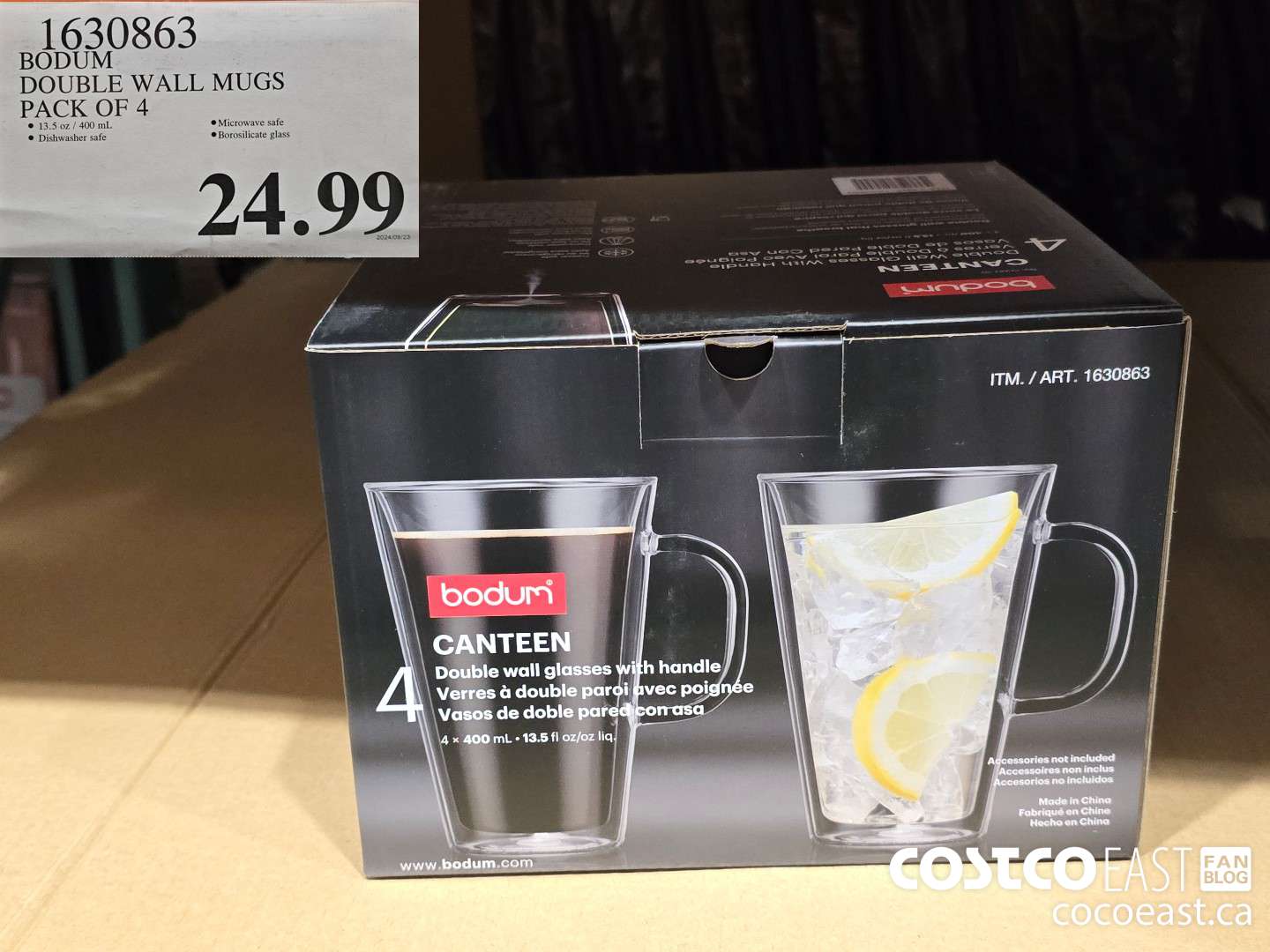 1630863 BODUM DOUBLE WALL MUGS PACK OF 4 $24.99