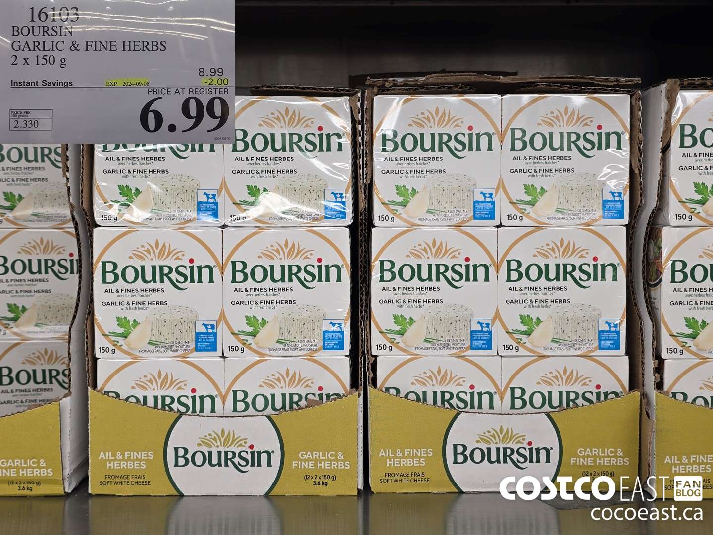 16103 BOURSIN GARLIC & FINE HERBS 2 X 150 G ($2.00 INSTANT SAVINGS EXPIRES ON 2024-09-08) $6.99