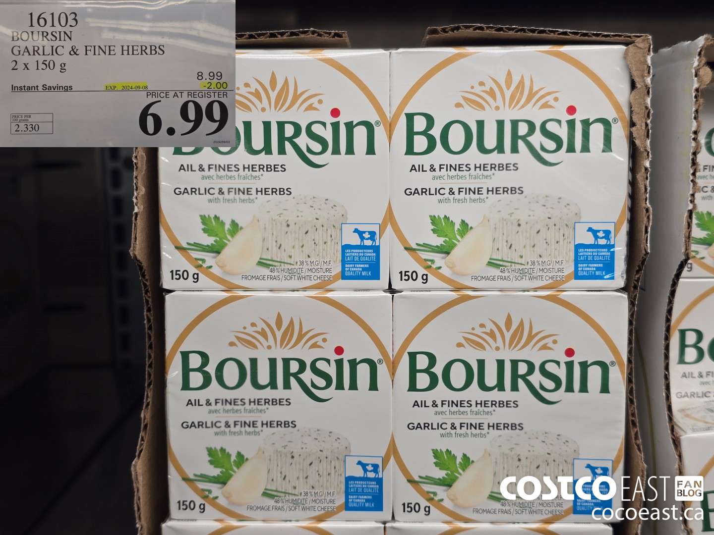 16103 BOURSIN GARLIC & FINE HERBS 2 X 150 G ($2.00 INSTANT SAVINGS EXPIRES ON 2024-09-08) $6.99