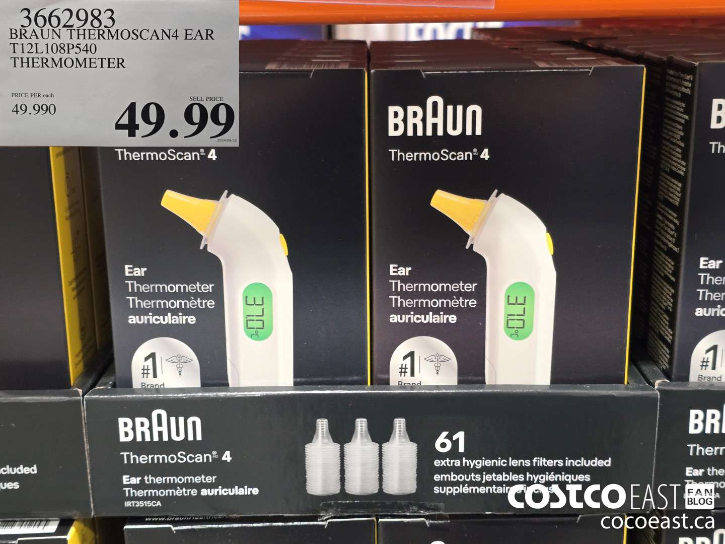 3662983 BRAUN THERMOSCAN4 EAR TI2L108P540 THERMOMETER $49.99