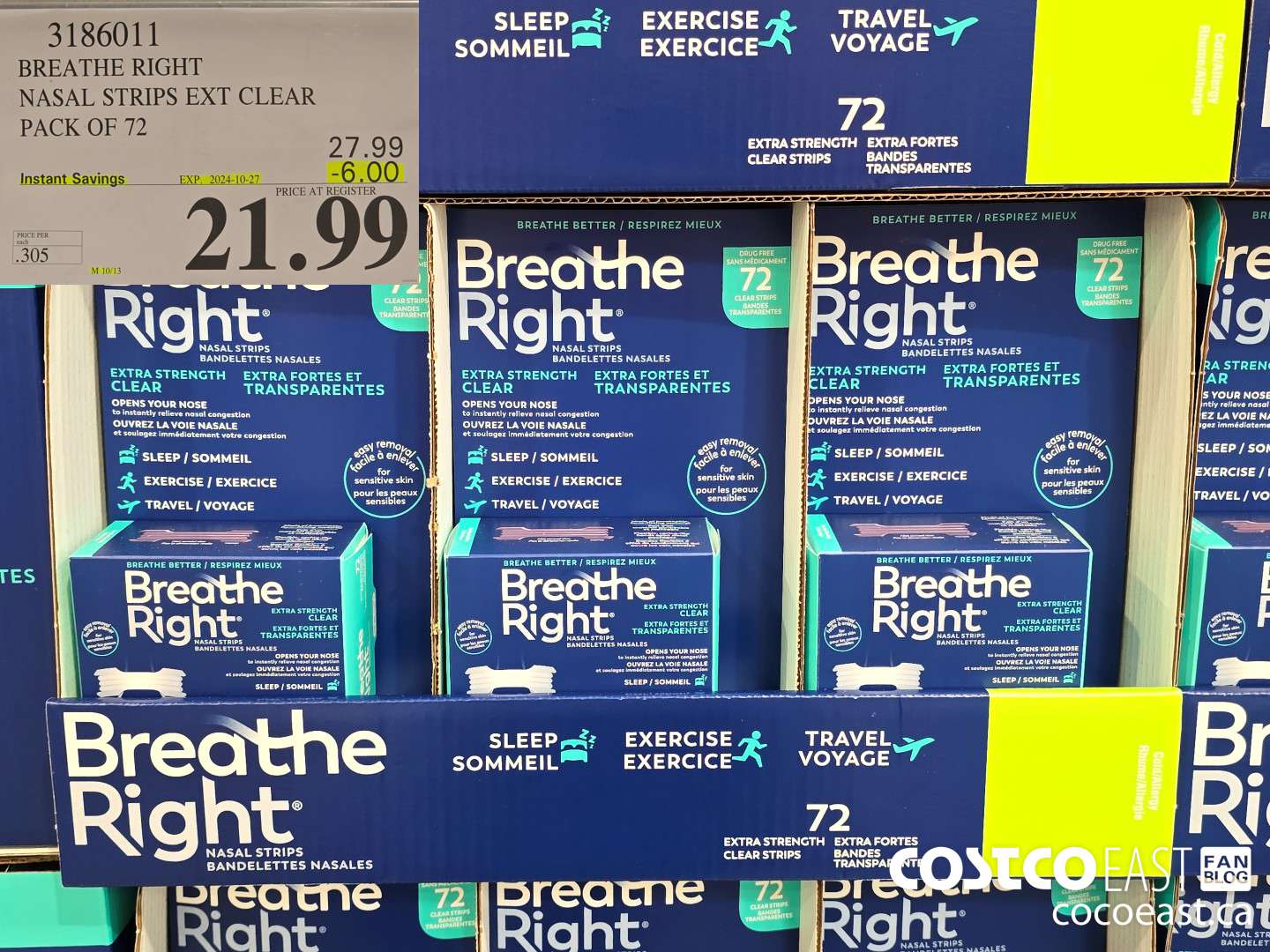 3186011 BREATHE RIGHT NASAL STRIPS EXT CLEAR PACK OF 72 ($6.00 INSTANT SAVINGS EXPIRES ON 2024-10-27) $21.99