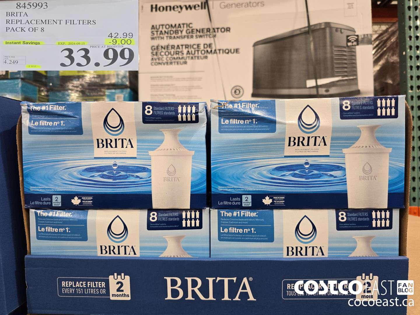 845993 BRITA REPLACEMENT FILTERS PACK OF 8 ($9.00 INSTANT SAVINGS EXPIRES ON 2024-09-15) $33.99