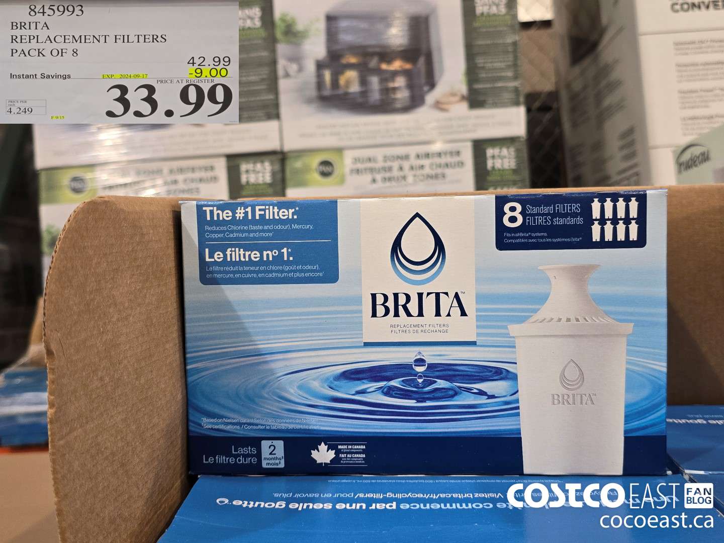 845993 BRITA REPLACEMENT FILTERS PACK OF 8  ($9.00 INSTANT SAVINGS EXPIRES ON 2024-09-17) $33.99