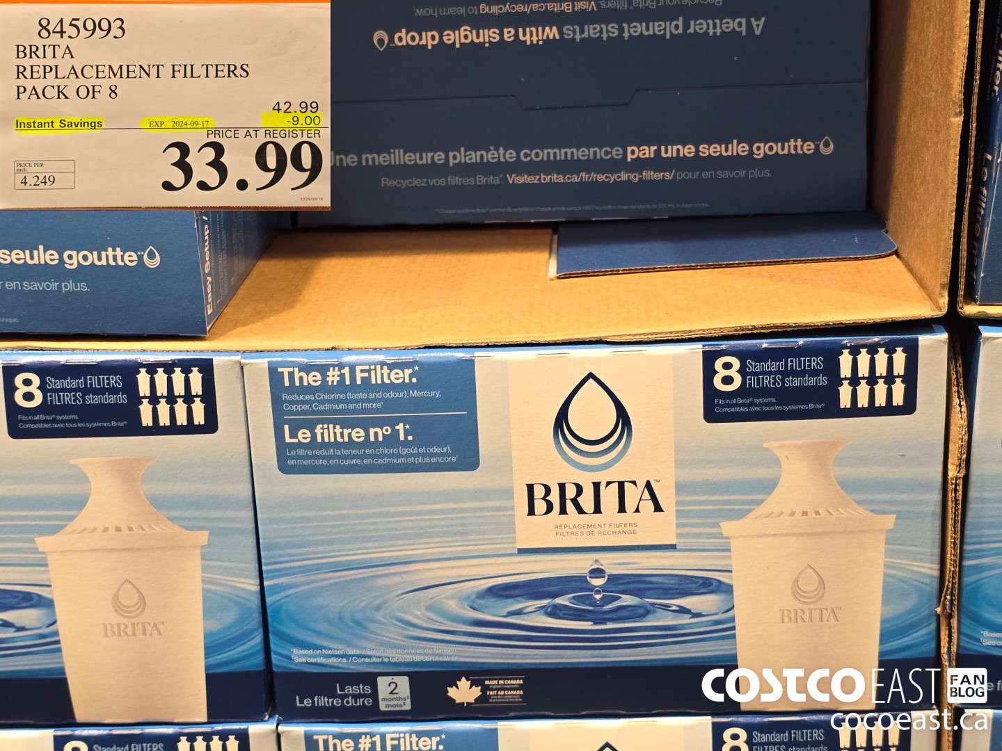 845993 BRITA REPLACEMENT FILTERS PACK OF 8  ($9.00 INSTANT SAVINGS EXPIRES ON 2024-09-17) $33.99