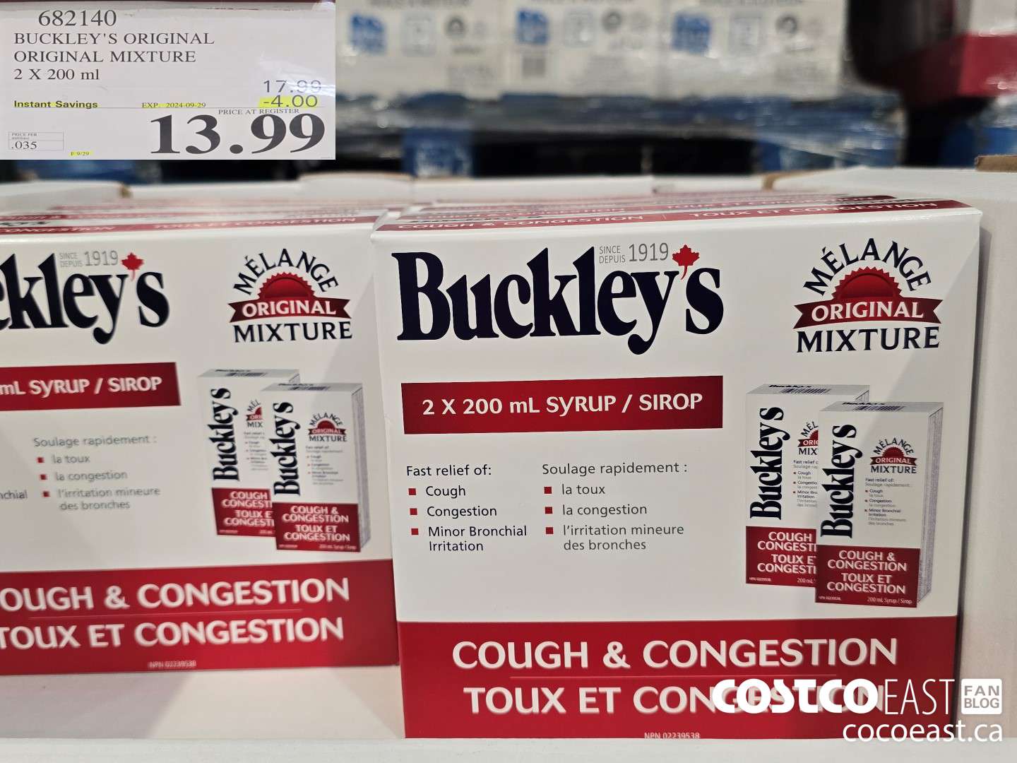 682140 BUCKLEY'S ORIGINAL ORIGINAL MIXTURE 2 X 200 ml ($4.00 INSTANT SAVINGS EXPIRES ON 2024-09-29) $13.99
