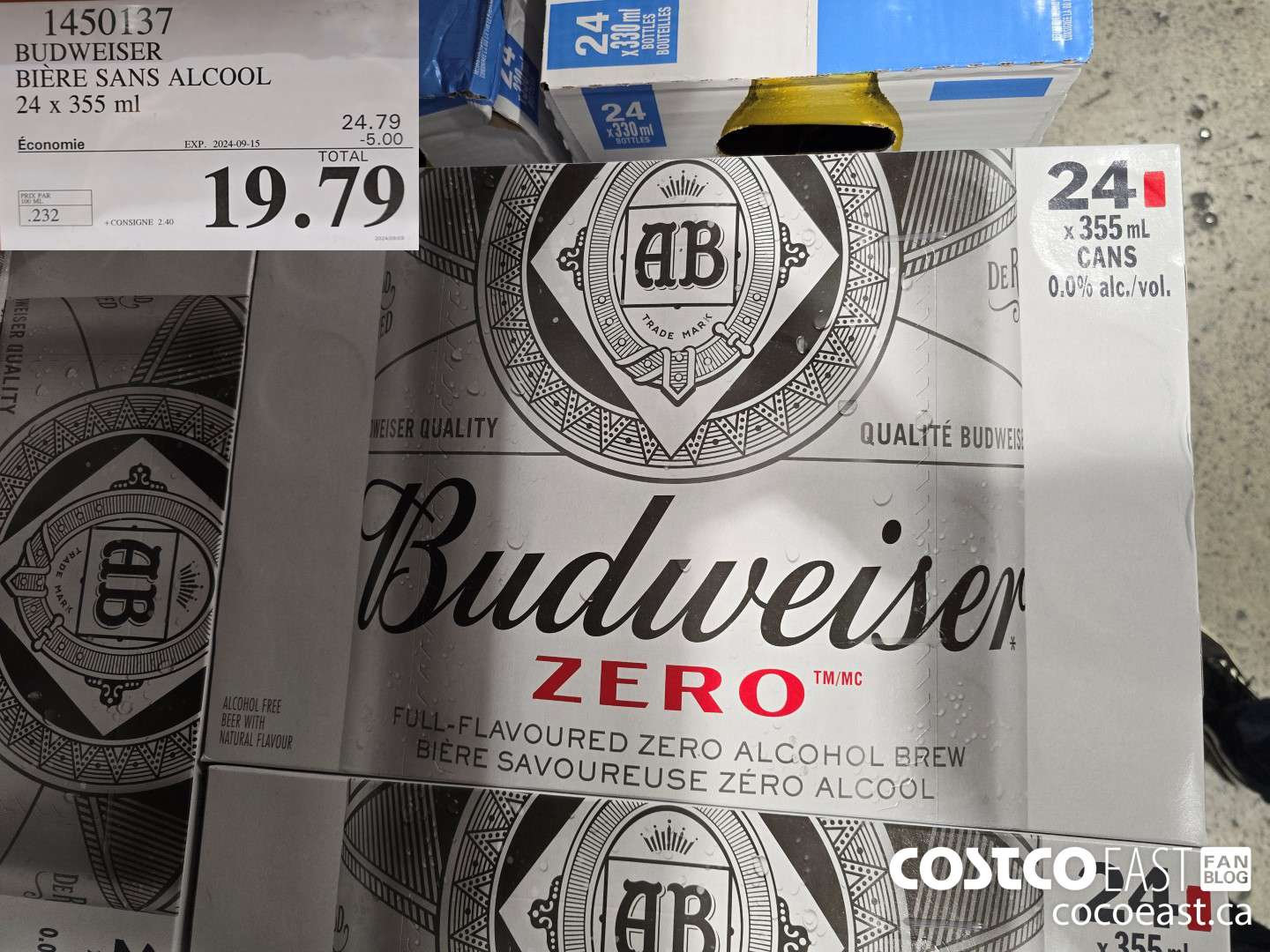 1450137 BUDWEISER BIERE SANS ALCOOL 24 X 355 ML ($5.00 INSTANT SAVINGS EXPIRES ON 2024-09-15) $19.79