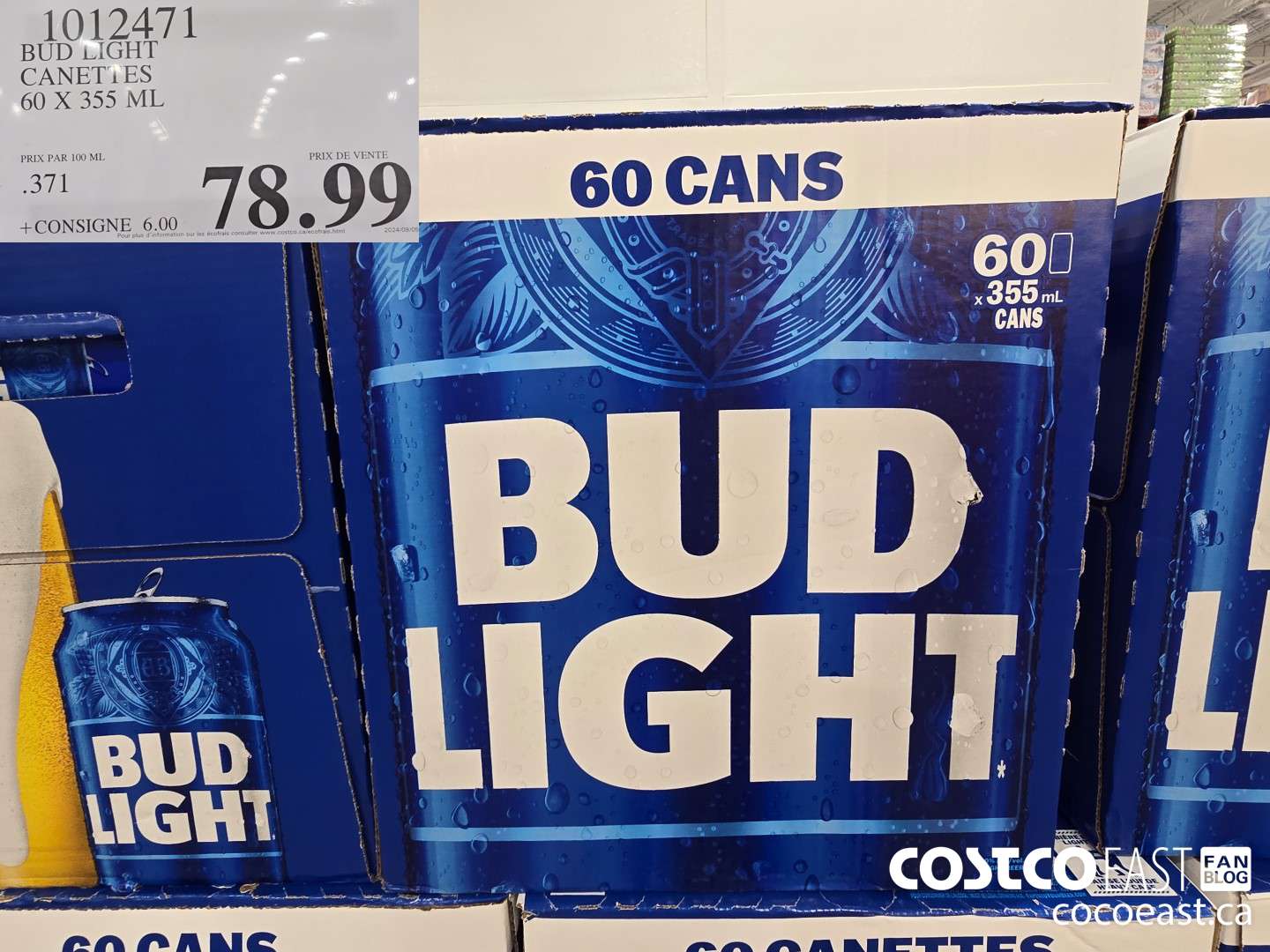 1012471 BUD LIGHT CANETTES 60 X 355 ML $78.99