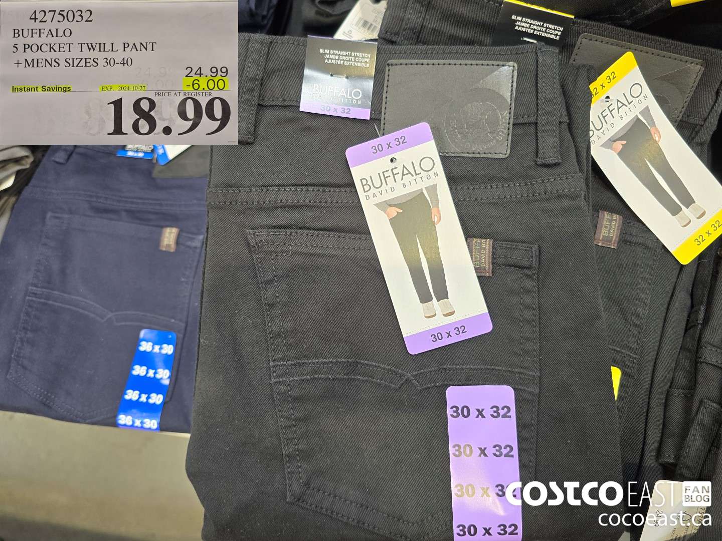 4275032 BUFFALO 5 POCKET TWILL PANT +MENS SIZES 30-40 ($6.00 INSTANT SAVINGS EXPIRES ON 2024-10-27) $18.99