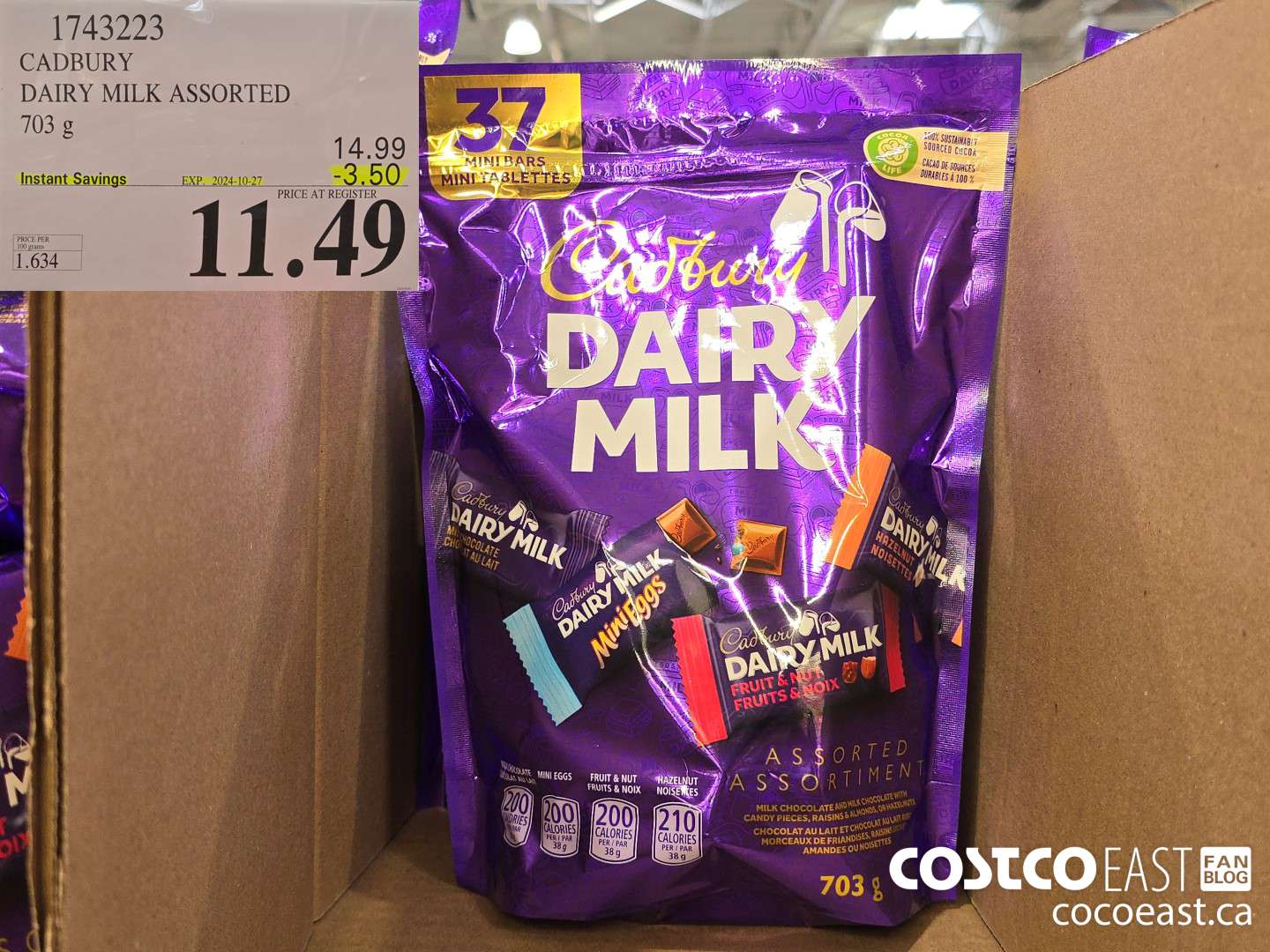 1743223 CADBURY DAIRY MILK ASSORTED 703 g ($3.50 INSTANT SAVINGS EXPIRES ON 2024-10-27) $11.49