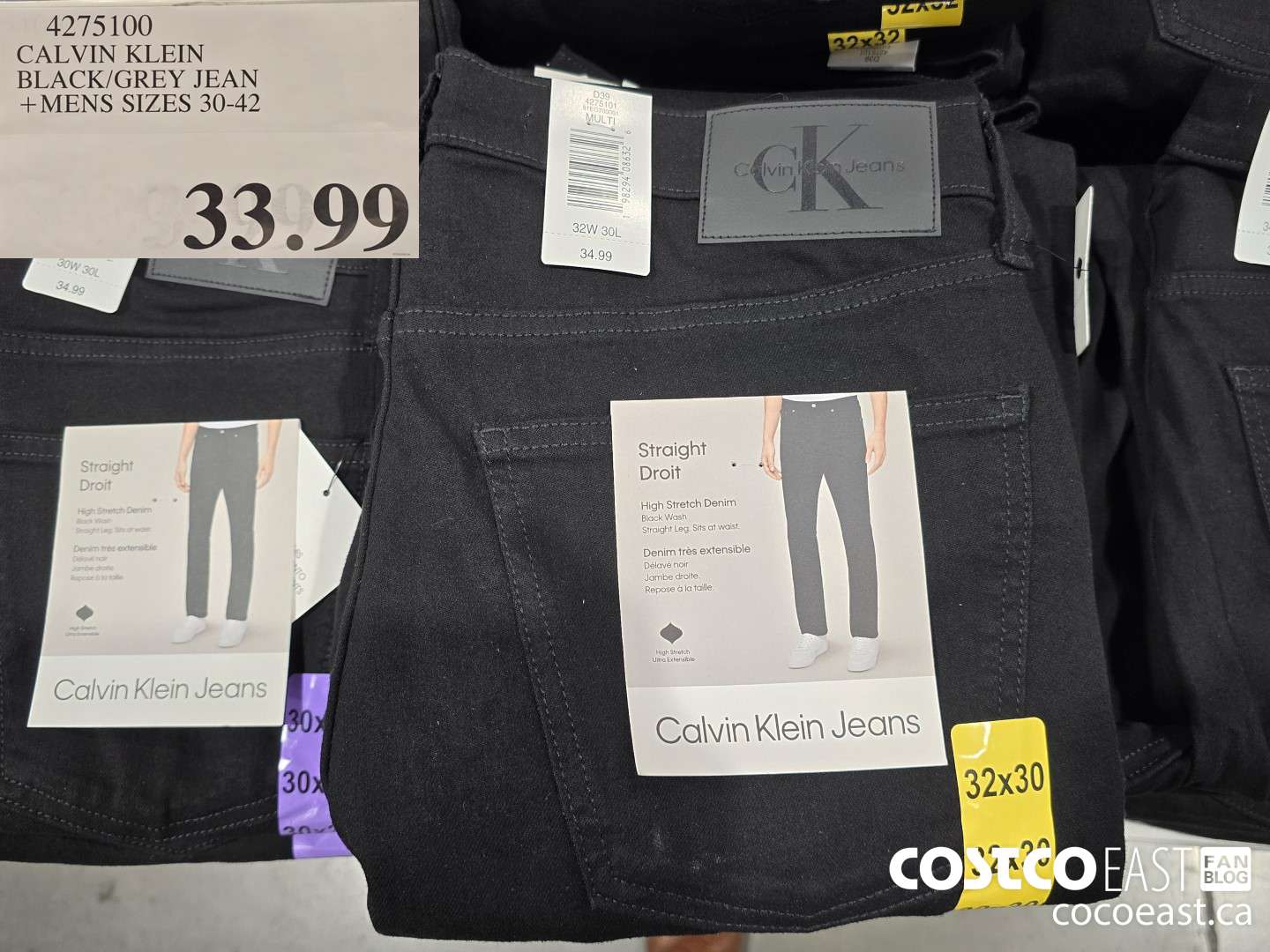 4275100 CALVIN KLEIN BLACK/GREY JEAN +MENS SIZES 30-42 $33.99