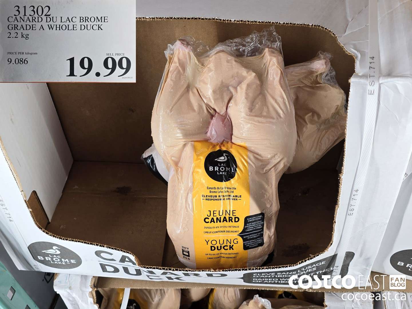 31302 CANARD DU LAC BROME GRADE A WHOLE DUCK 2.2 KG $19.99