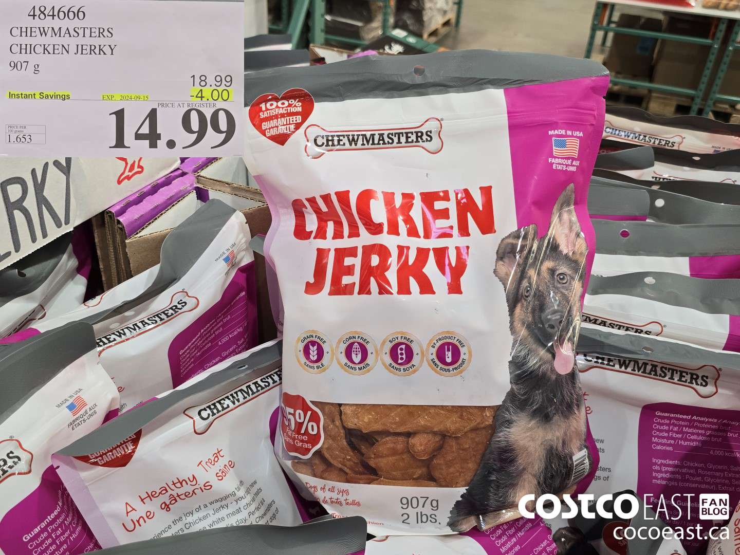 484666 CELEBRITY CHICKEN JERKY 907 G ($4.00 INSTANT SAVINGS EXPIRES ON 2024-09-15) $14.99