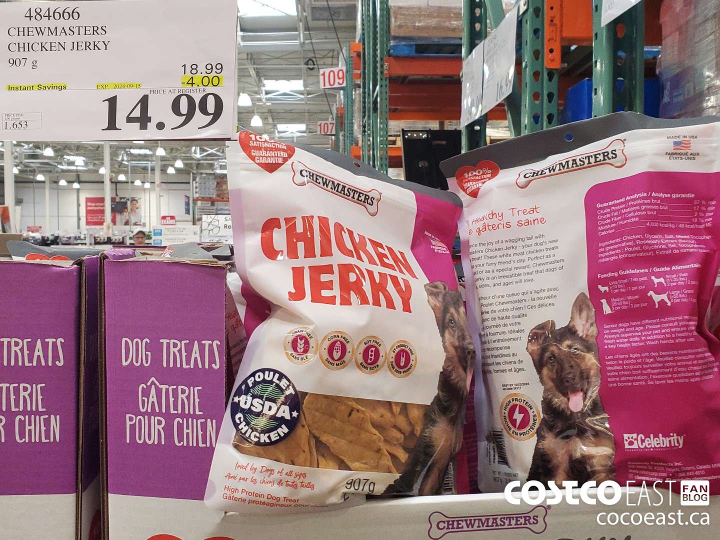 484666 CELEBRITY CHICKEN JERKY 907 G ($4.00 INSTANT SAVINGS EXPIRES ON 2024-09-15) $14.99