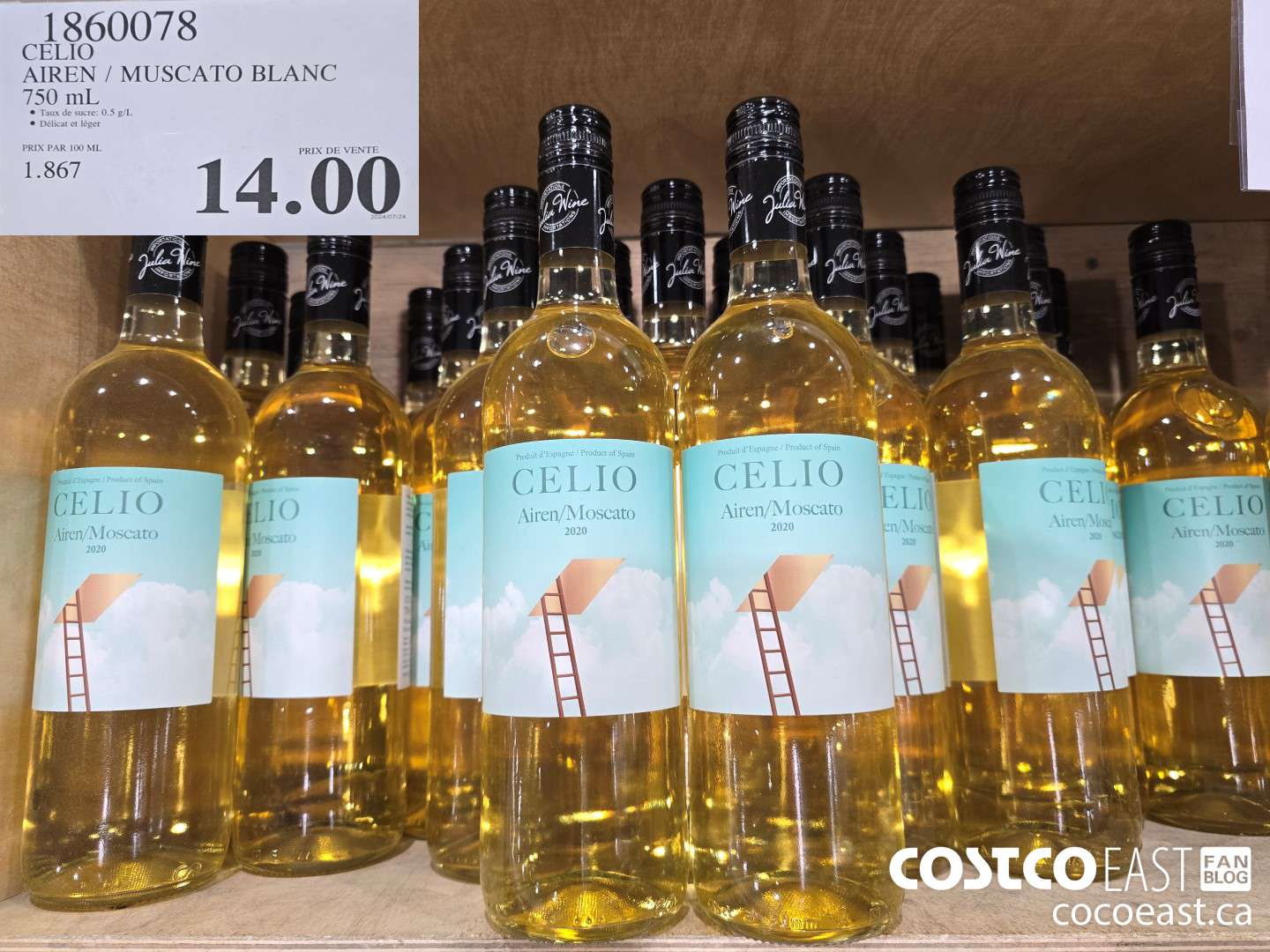 1860078 CELIO AIREN / MUSCATO BLANC 750 mL $14.00