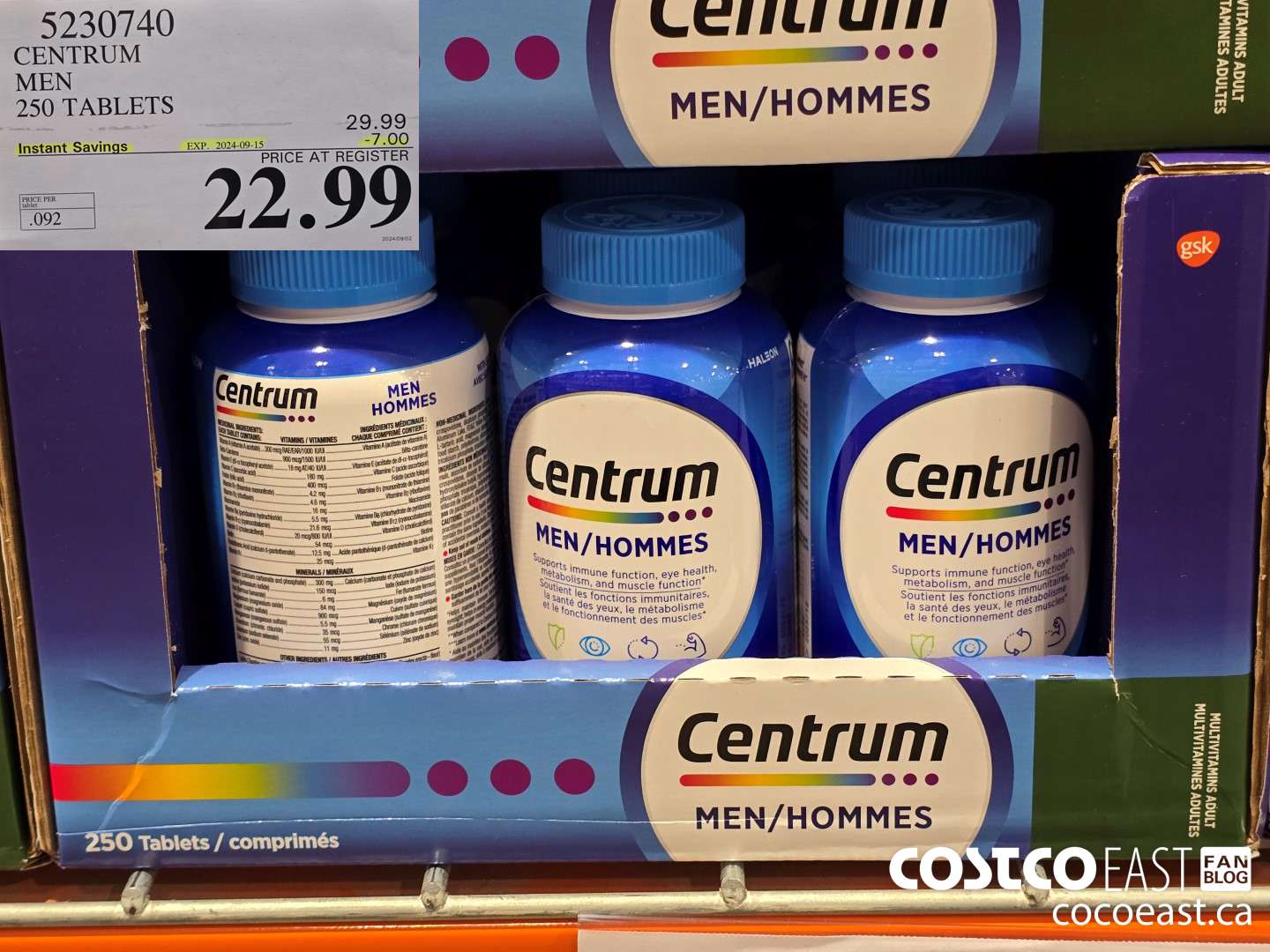 5230740 CENTRUM MEN 250 TABLETS ($7.00 INSTANT SAVINGS EXPIRES ON 2024-09-15) $22.99