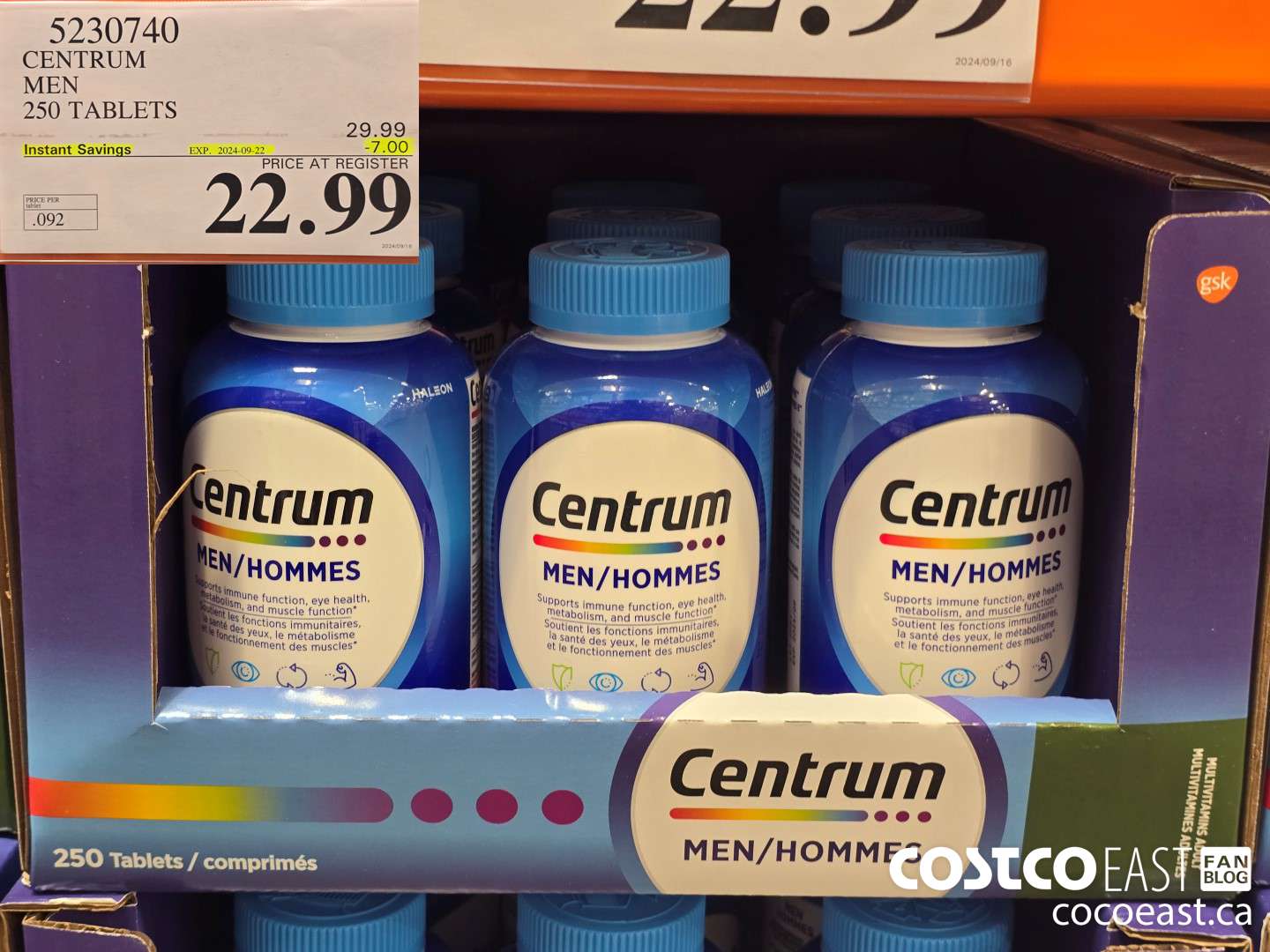 5230740 CENTRUM MEN 250 TABLETS ($7.00 INSTANT SAVINGS EXPIRES ON 2024-09-22) $22.99