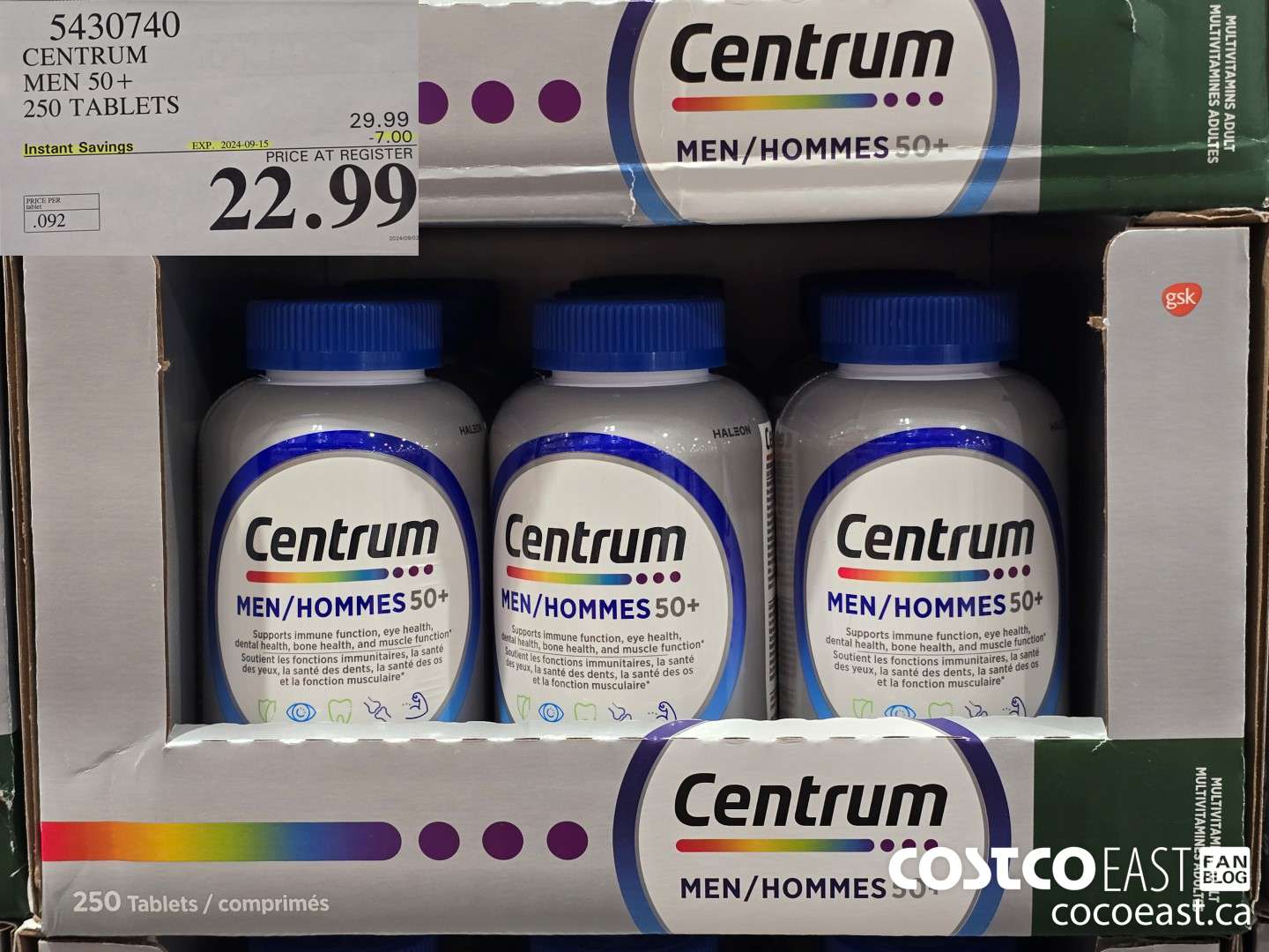 5430740 CENTRUM MEN 50+ 250 TABLETS ($7.00 INSTANT SAVINGS EXPIRES ON 2024-09-15) $22.99