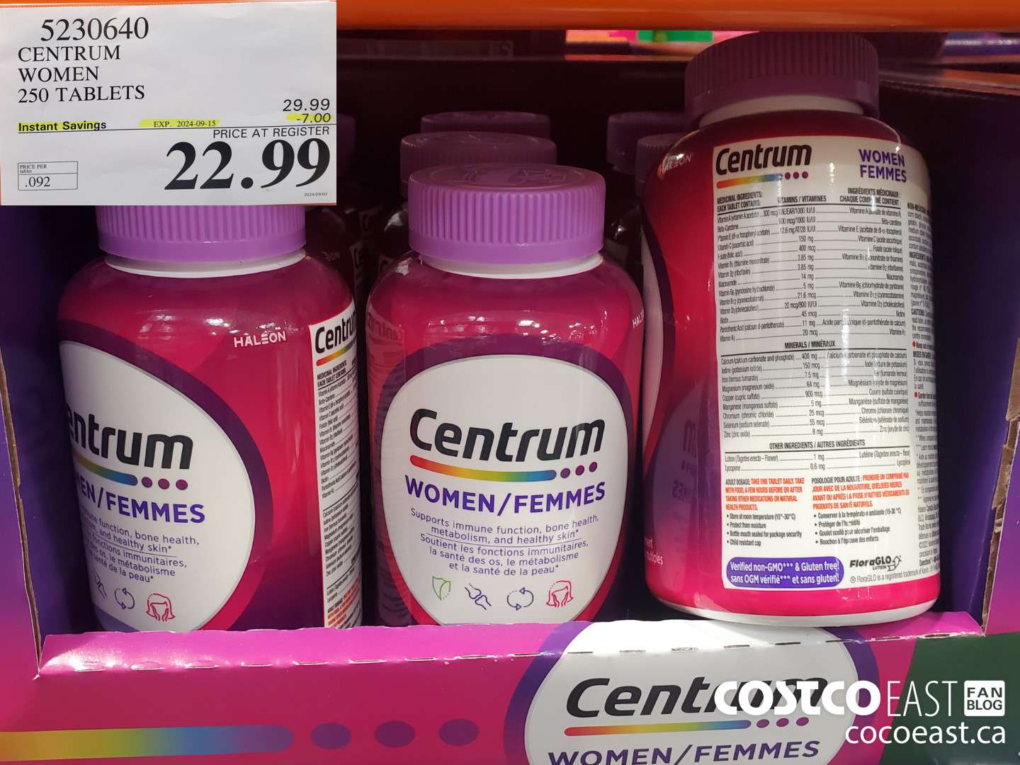 5230640 CENTRUM WOMEN 250 TABLETS ($7.00 INSTANT SAVINGS EXPIRES ON 2024-09-15) $22.99