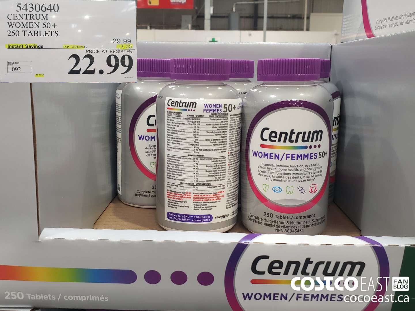 5430640 CENTRUM WOMEN 50+ 250 TABLETS ($7.00 INSTANT SAVINGS EXPIRES ON 2024-09-15) $22.99