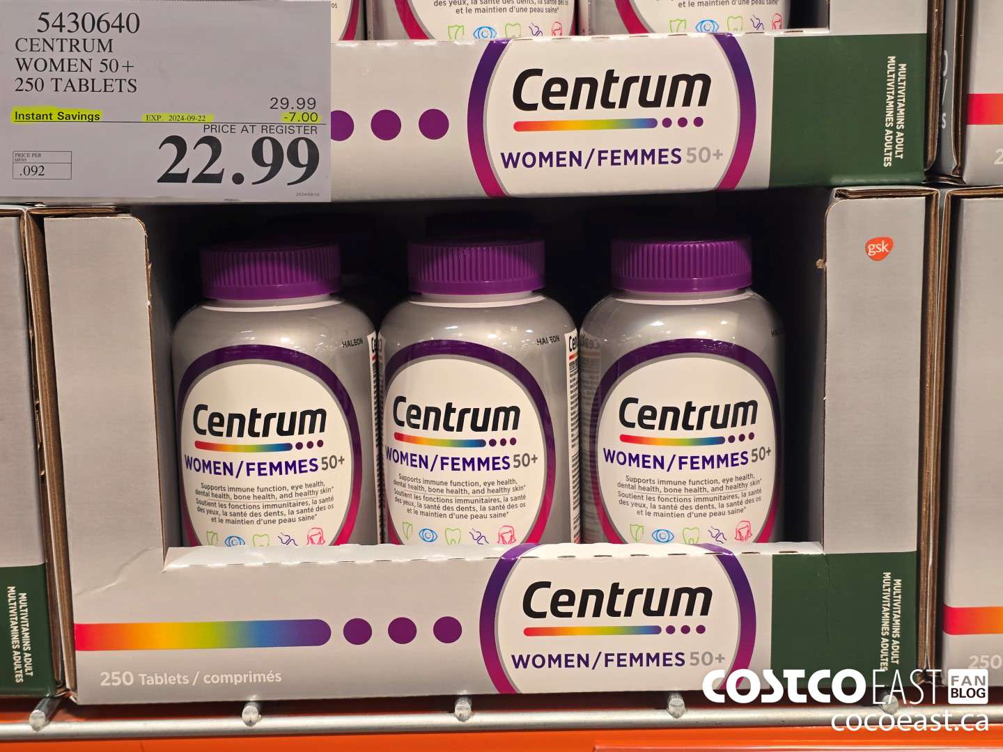 5430640 CENTRUM WOMEN 50+ 250 TABLETS ($7.00 INSTANT SAVINGS EXPIRES ON 2024-09-22) $22.99