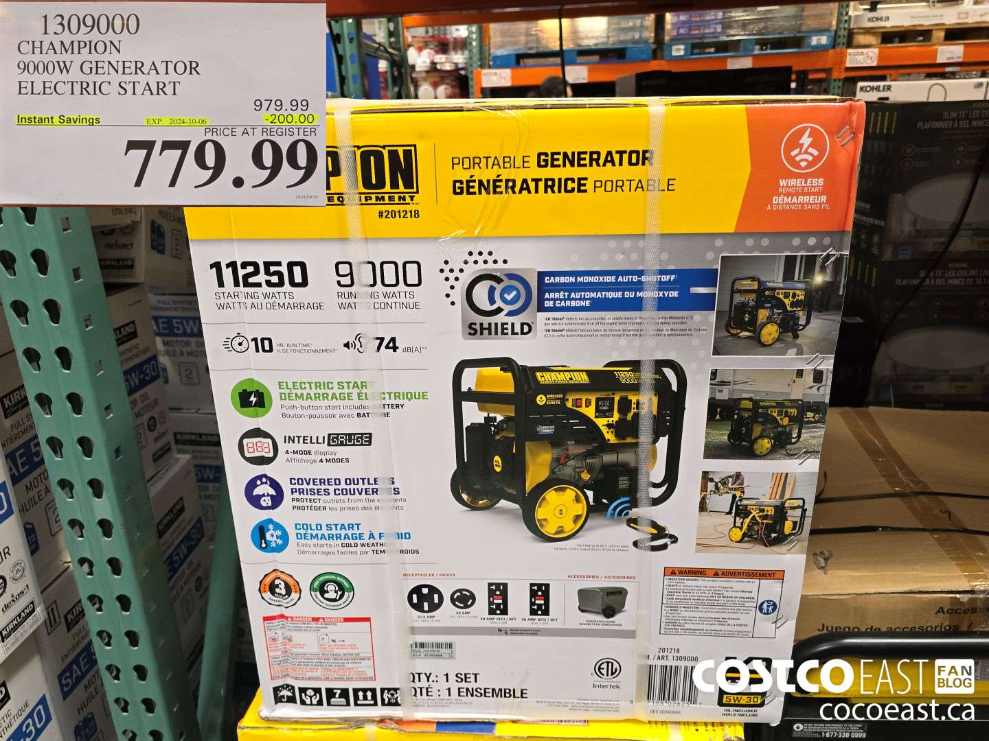1309000 CHAMPION 9000W GENERATOR ELECTRIC START ($200.00 INSTANT SAVINGS EXPIRES ON 2024-10-06) $779.99