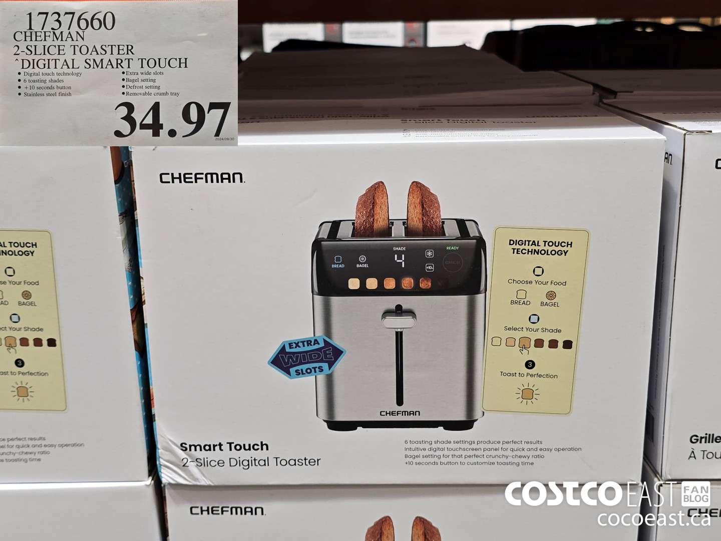 1737660 CHEFMAN 2-SLICE TOASTER ‘DIGITAL SMART TOUCH $34.97