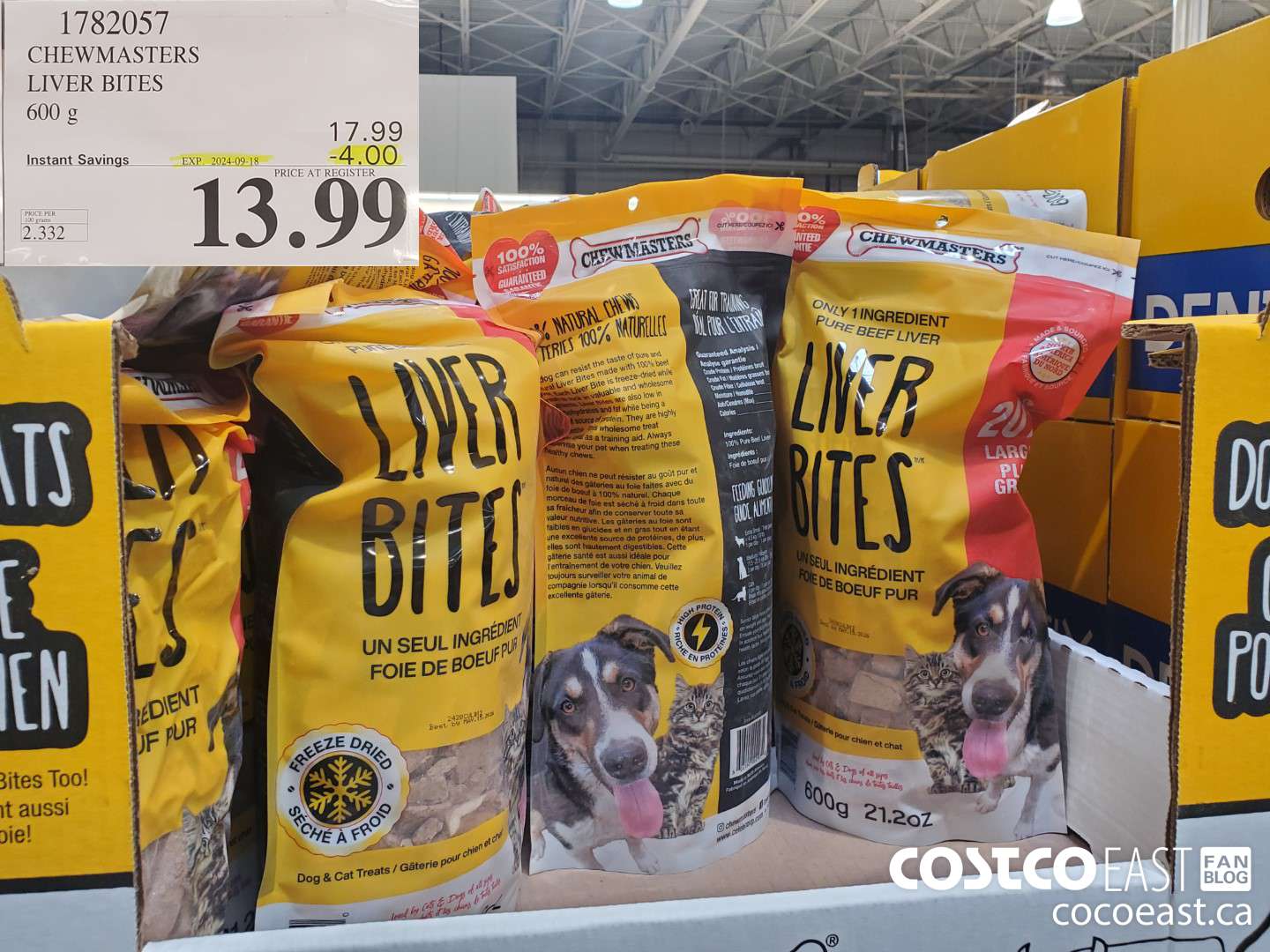 1782057 CHEWMASTERS LIVER BITES 600 g ($4.00 INSTANT SAVINGS EXPIRES ON 2024-09-18) $13.99