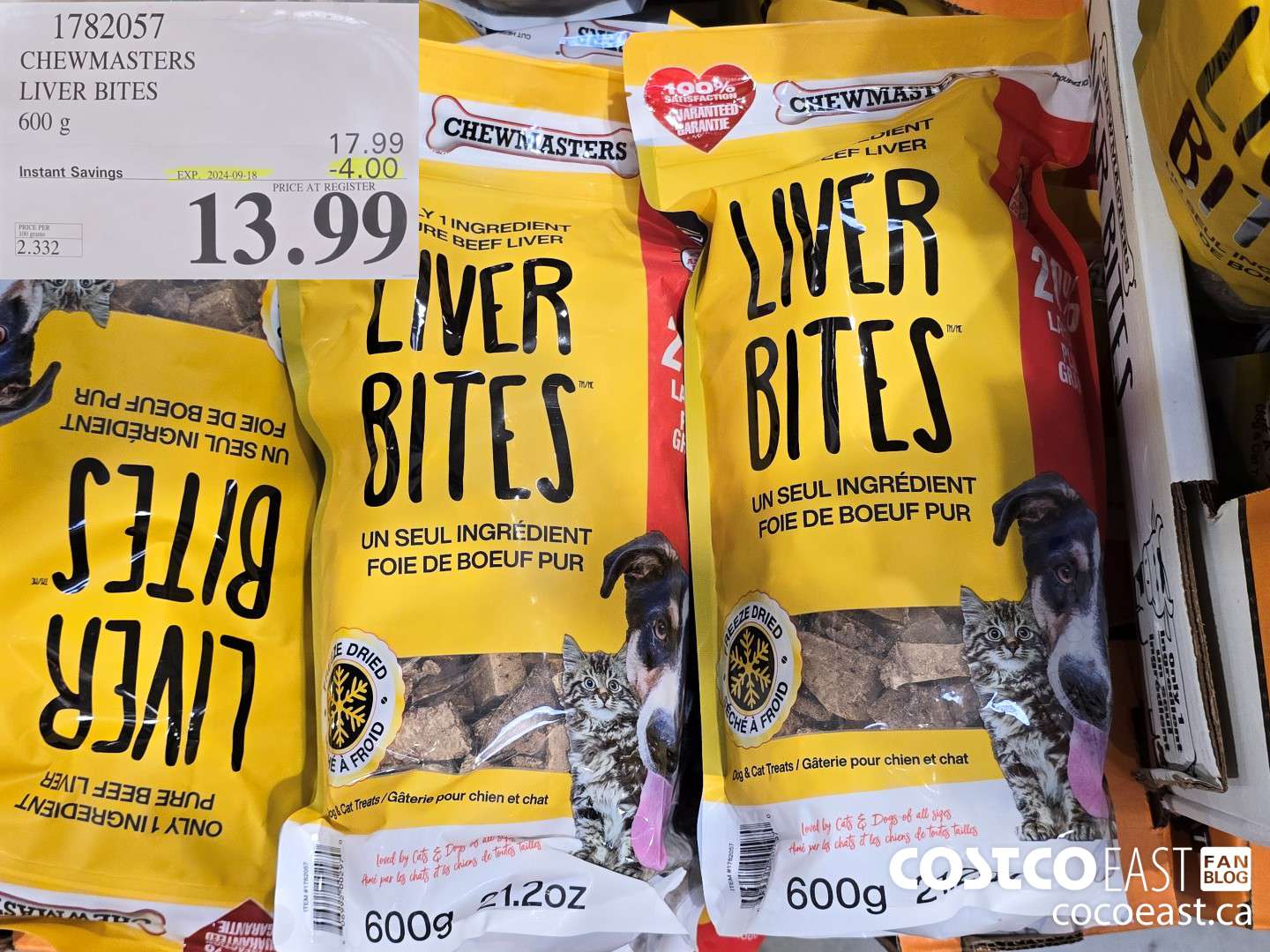 1782057 CHEWMASTERS LIVER BITES 600 g ($4.00 INSTANT SAVINGS EXPIRES ON 2024-09-18) $13.99