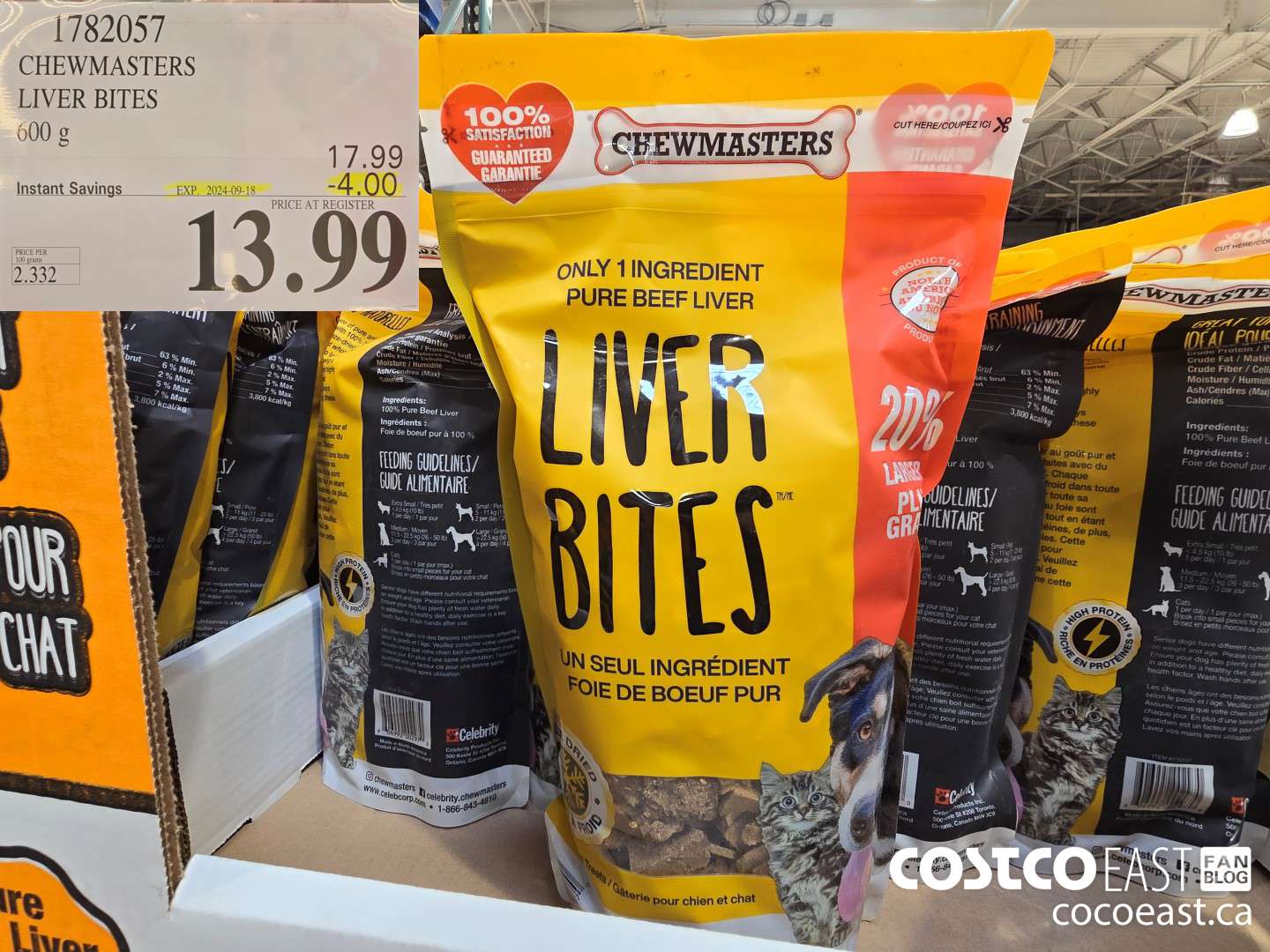 1782057 CHEWMASTERS LIVER BITES 600 g ($4.00 INSTANT SAVINGS EXPIRES ON 2024-09-18) $13.99