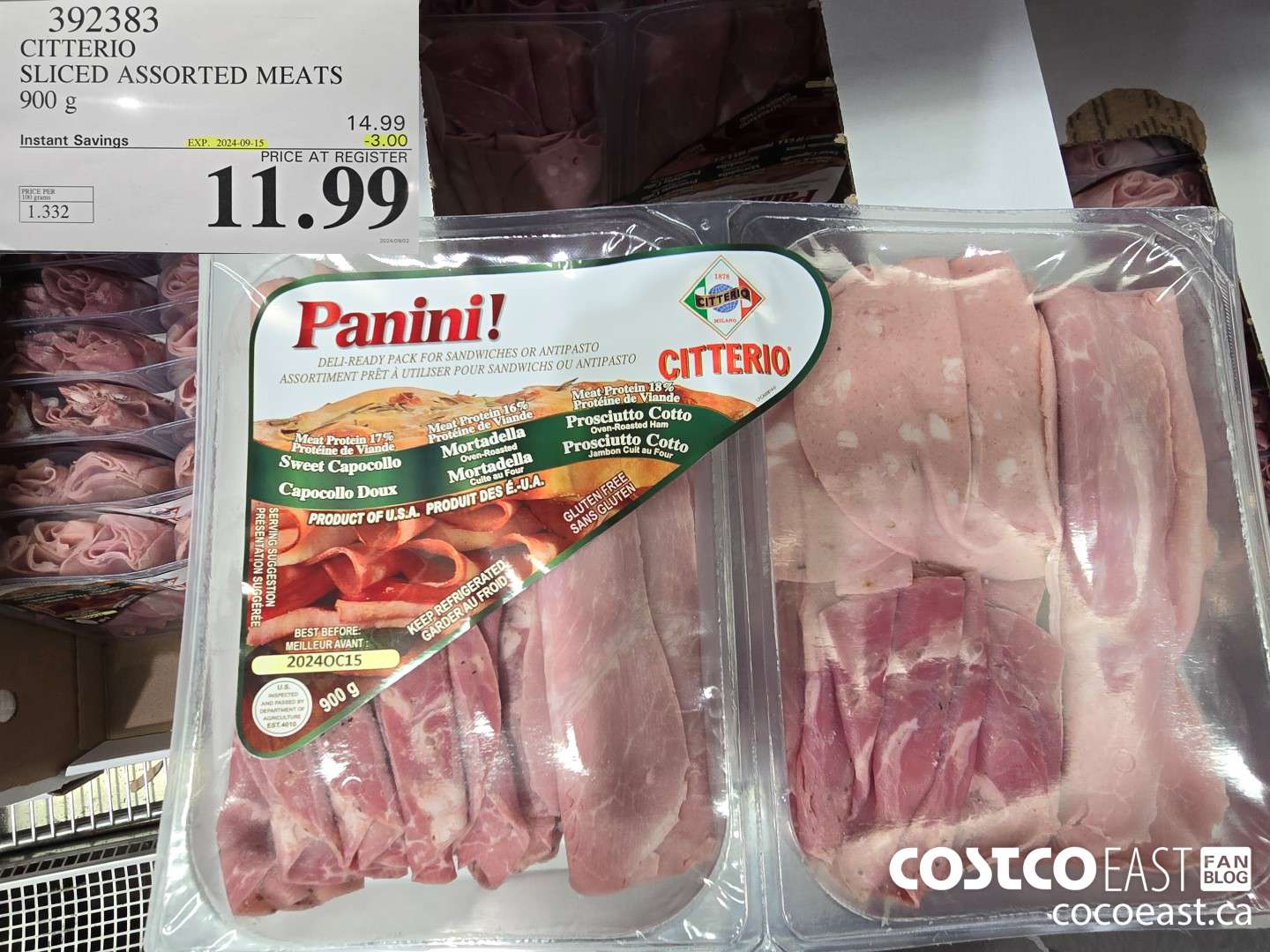 392383 CITTERIO SLICED ASSORTED MEATS 900 g ($3.00 INSTANT SAVINGS EXPIRES ON 2024-09-15) $11.99